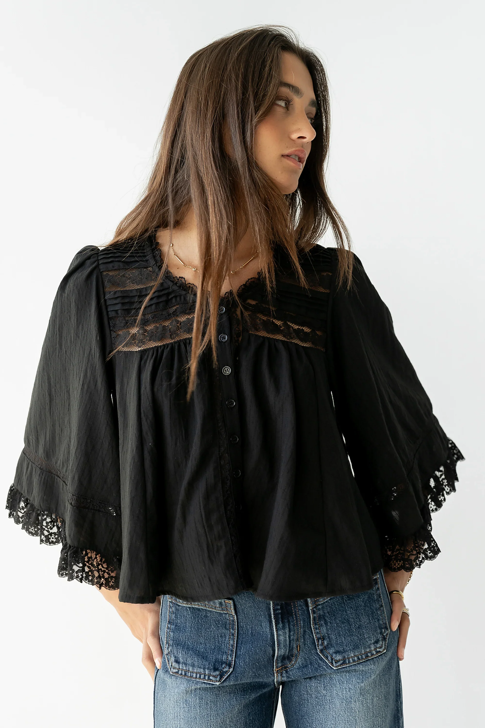 Kylee Lace Blouse in Black