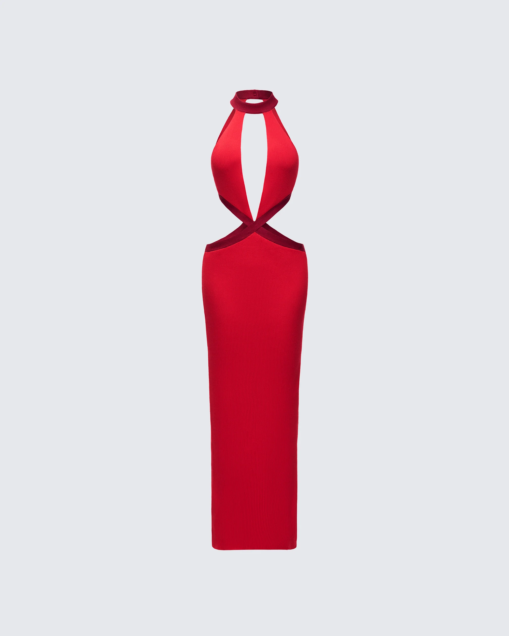 Sydney Multi Red Binding Cutout Maxi Dress