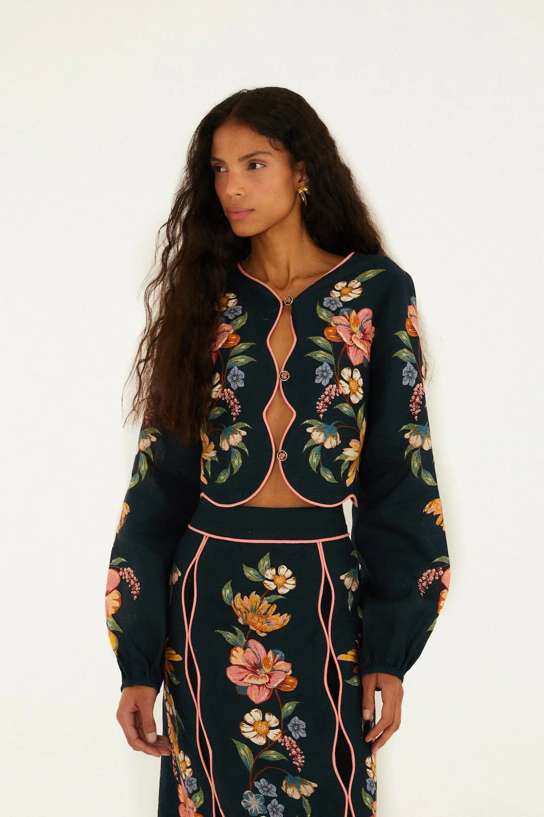 Dark Blue Maira Floral Top