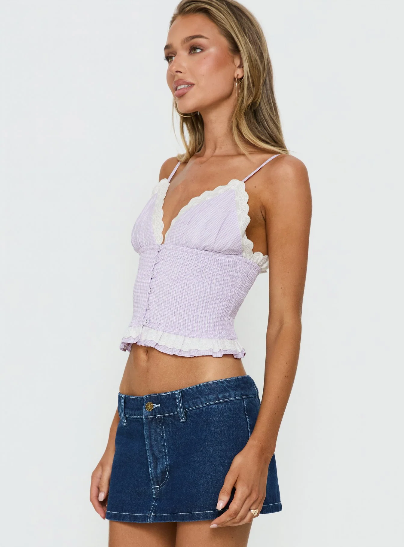 Marigolds Frill Detail Cami Top Purple