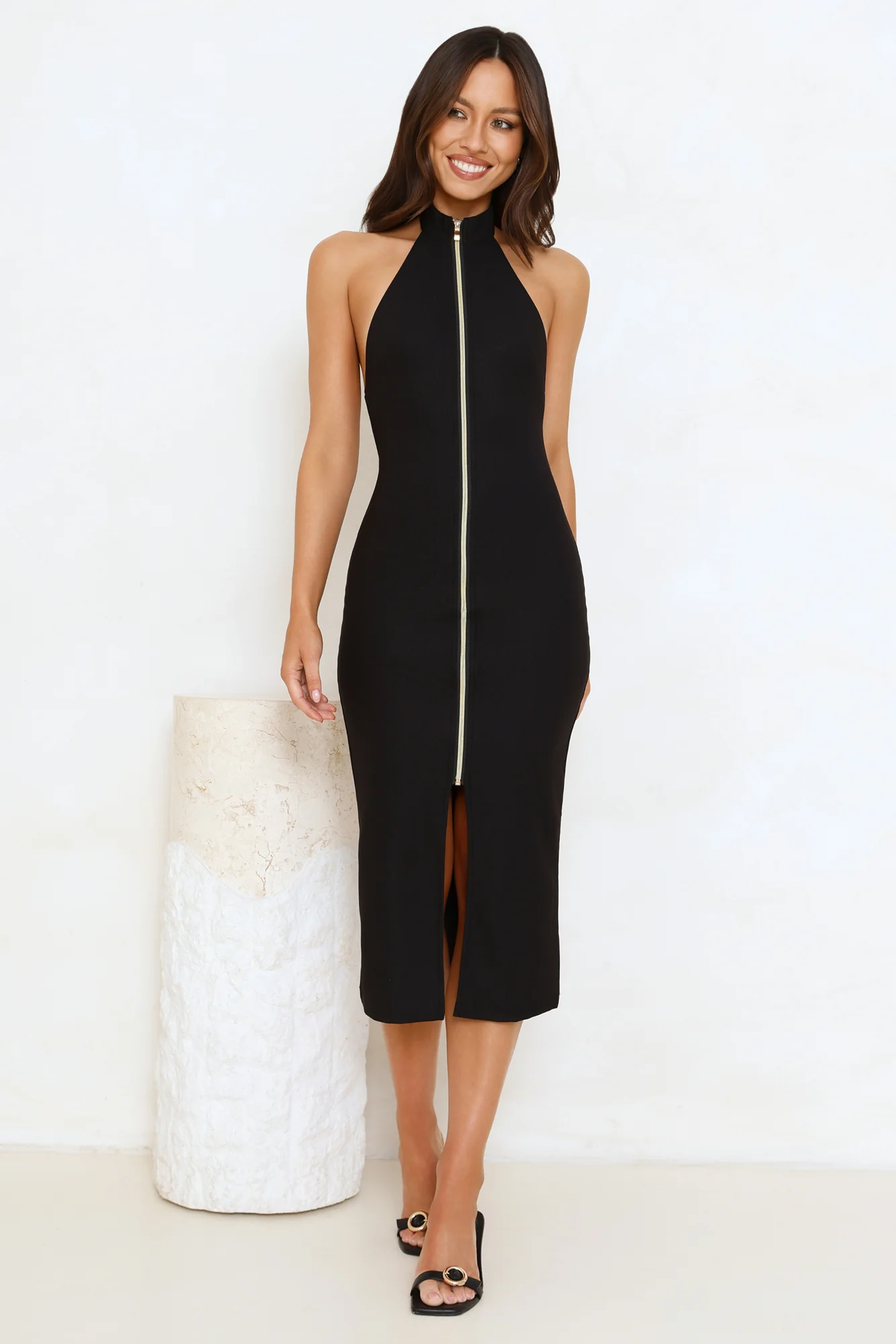 Sweet Temptations Halter Midi Dress Black