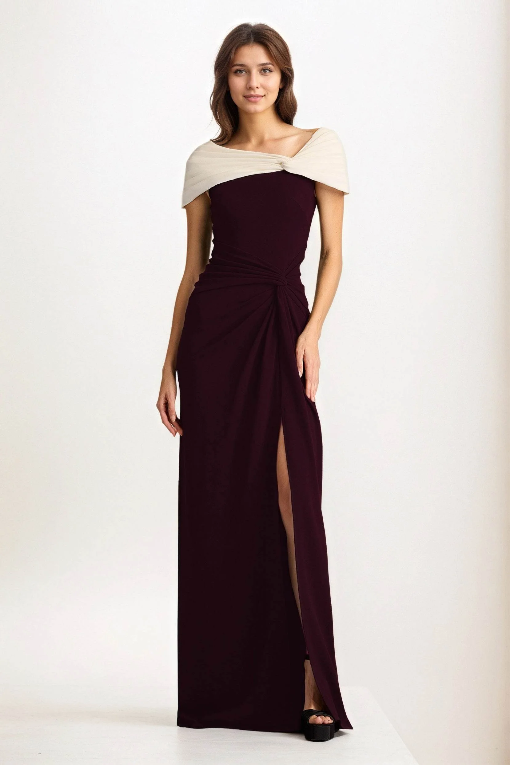 Sheath-Column Maxi Chiffon Wedding Guest Dress CG0279