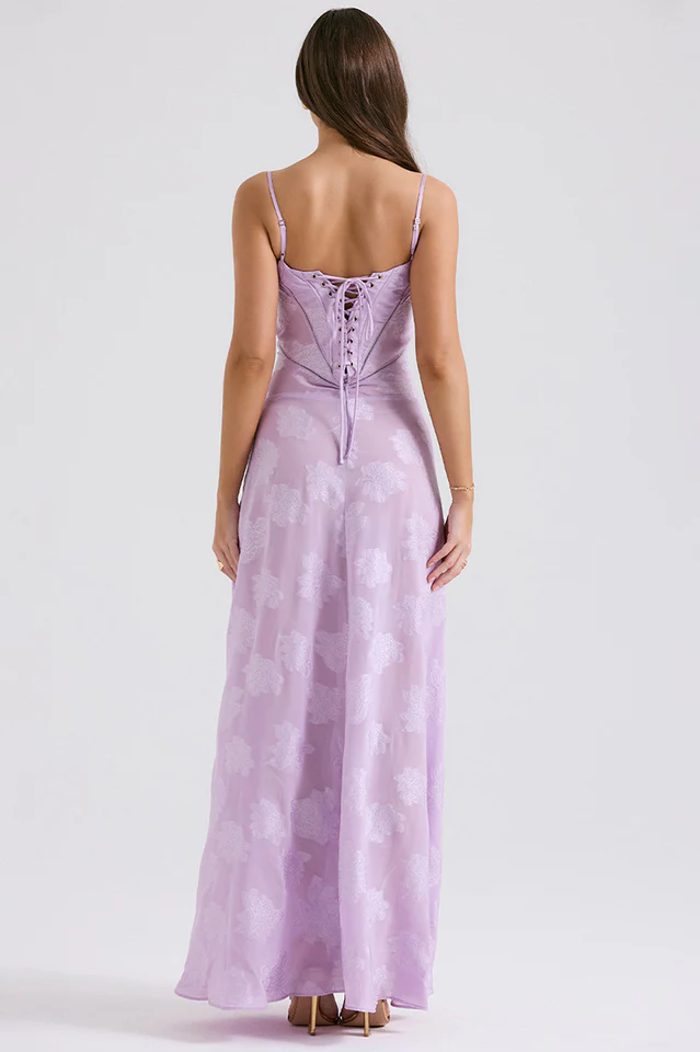 Serena Retro Purple Printed Maxi Dress