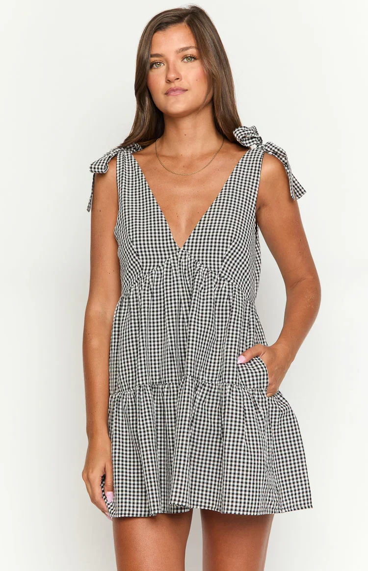 Angel Girl Black Gingham Mini Dress