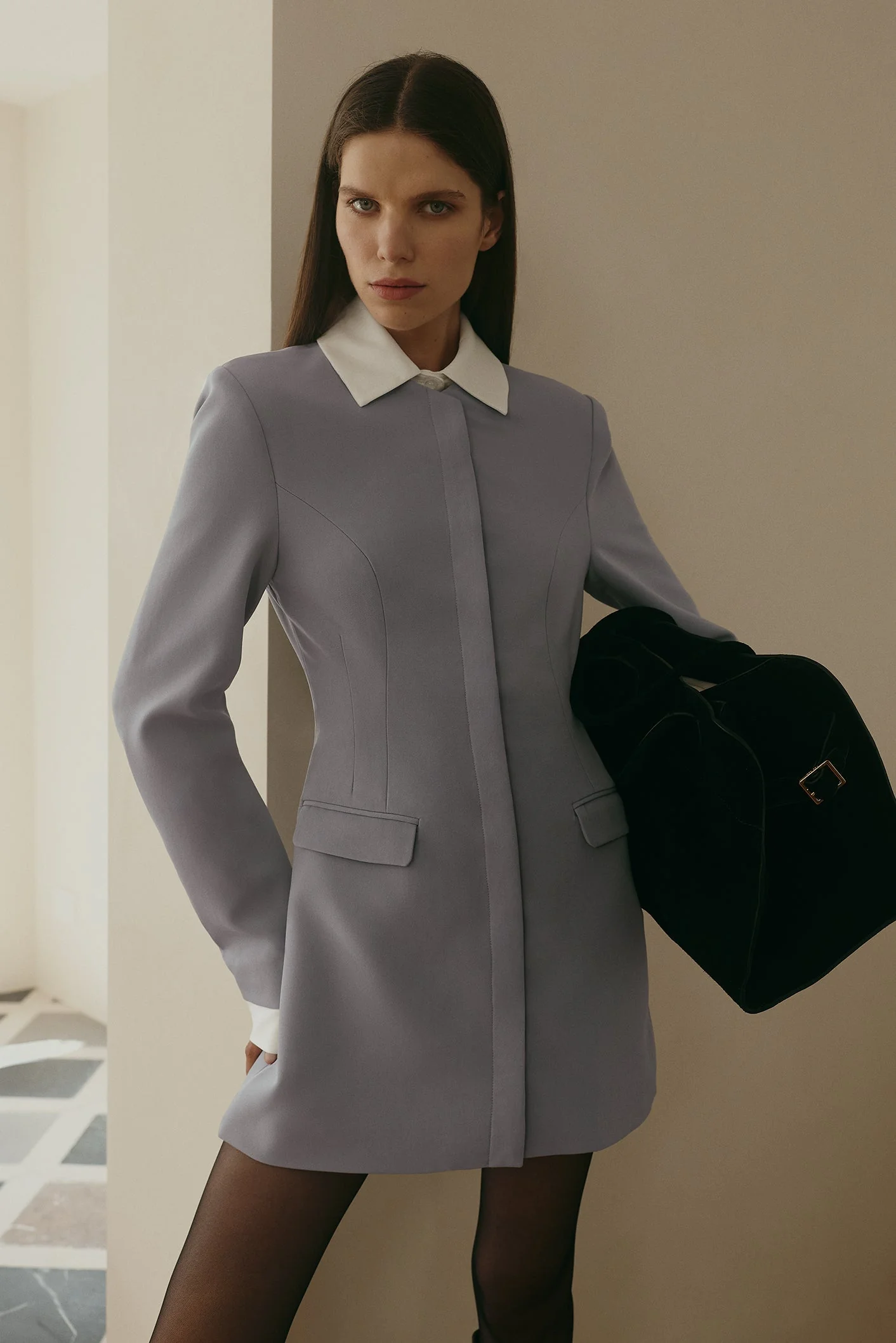 Gretchen Suiting Mini Dress - Grey