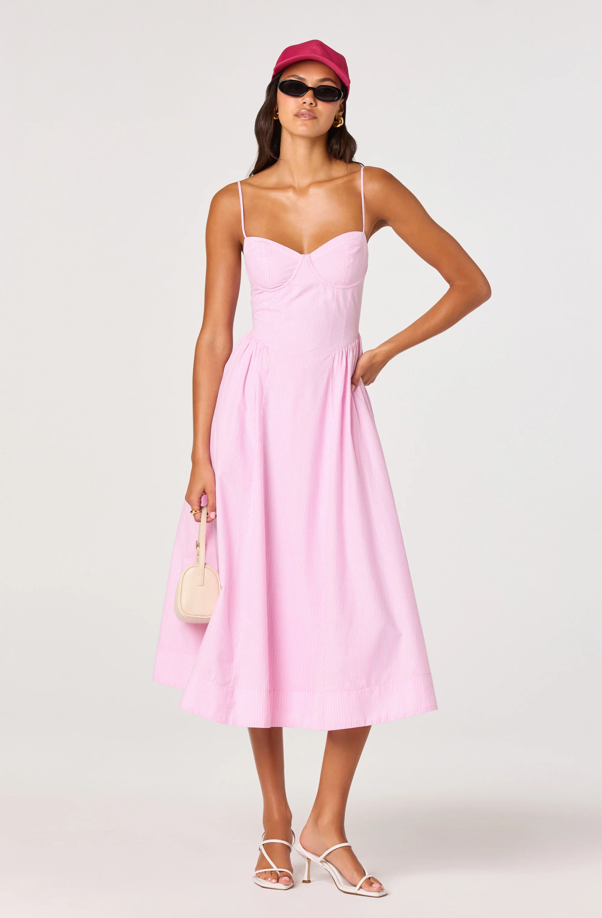 Bellamy Striped Sweetheart A-Line Midi Dress