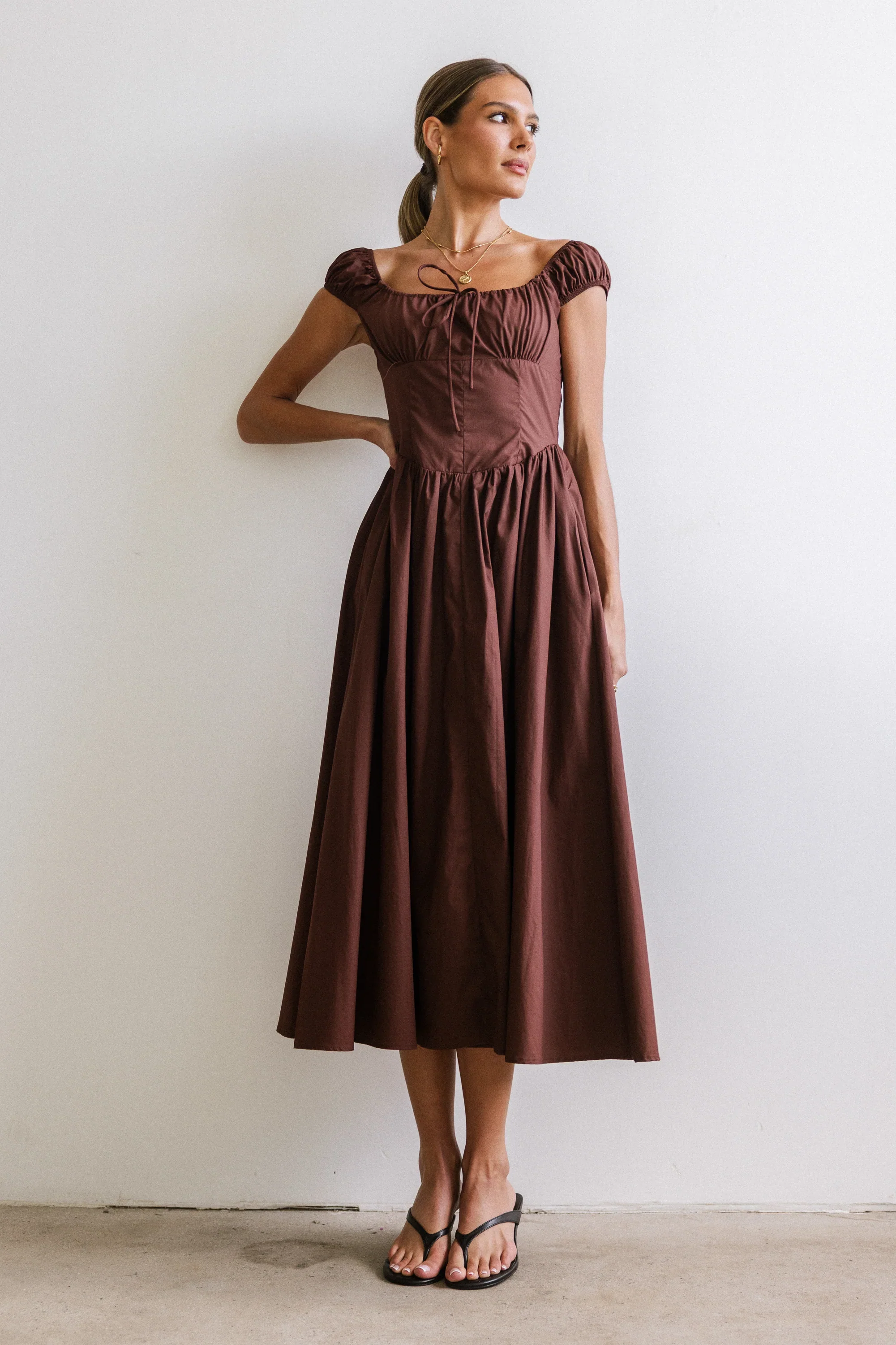 Patricia Midi Dress in Brown