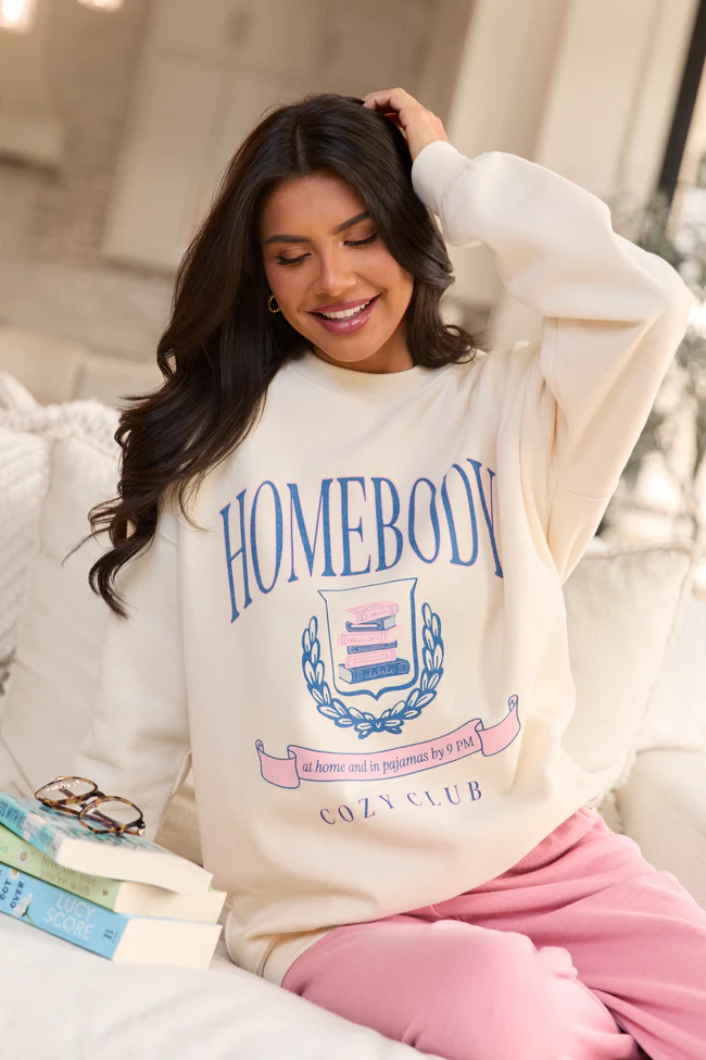 Homebody Club Cream Graphic Sweatshirt