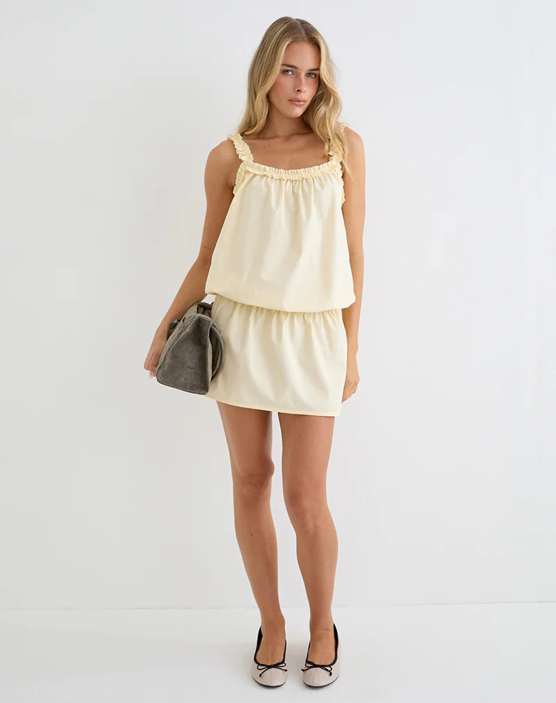Shasta Mini Dress in Poplin Buttermilk