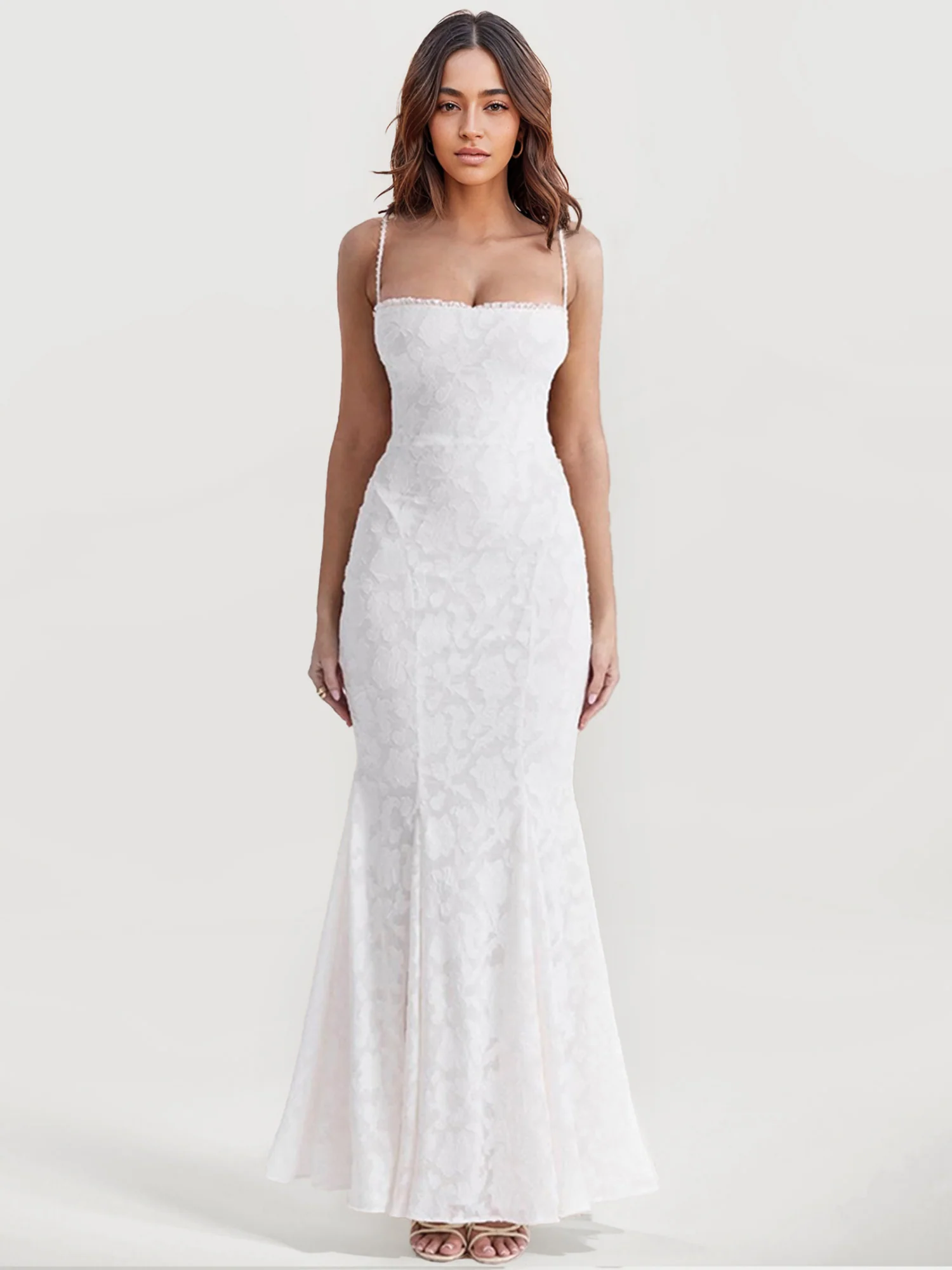 Elegant Lace Fit-and-Flare Maxi Dress