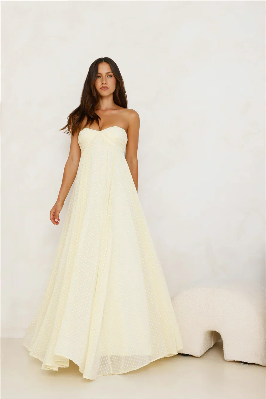 Secluded Grove Strapless Maxi Dress Yellow - luluinthesky