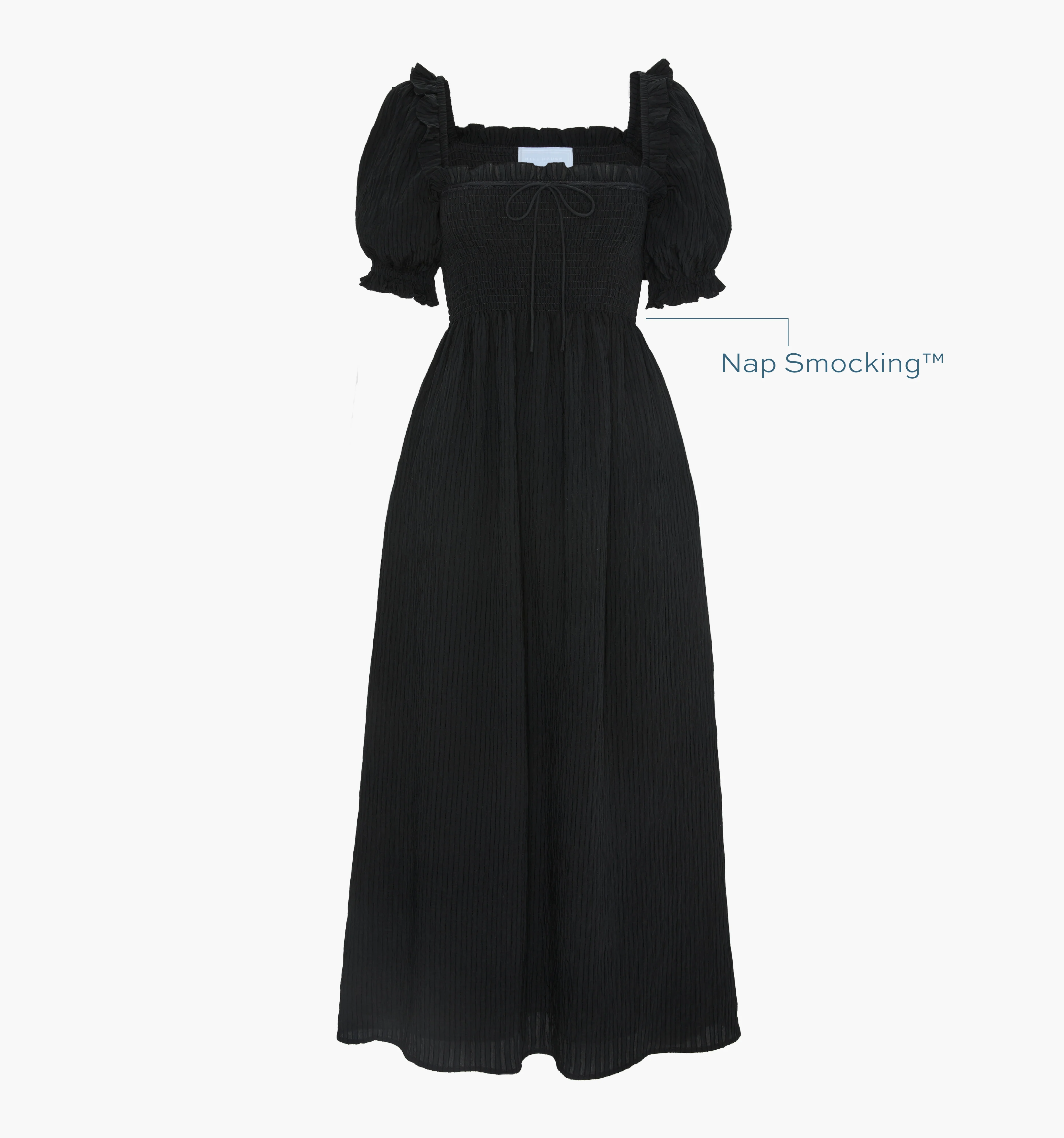 The Scarlett Nap Dress - Black Tonal Seersucker