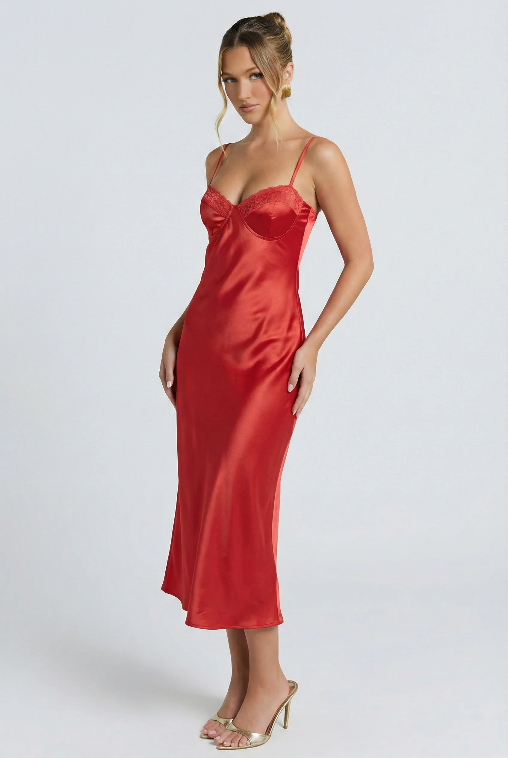 Pull Me In Satin Midi Dress