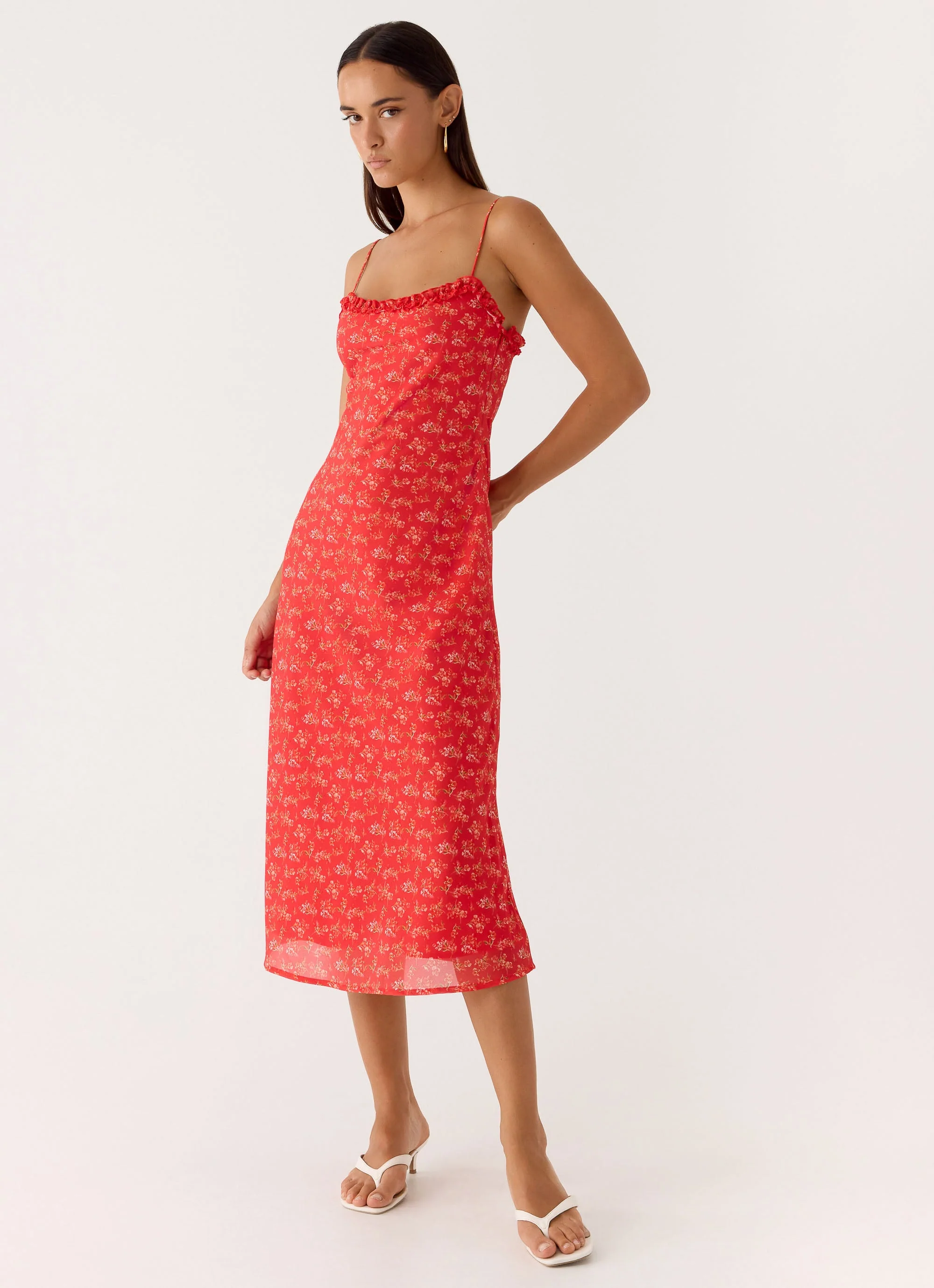 Kahlo Midi Dress - Magenta Red Rose - luluinthesky