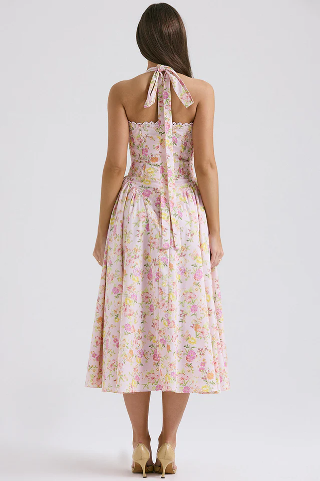 Adabella Cotton Halter Midi Sundress