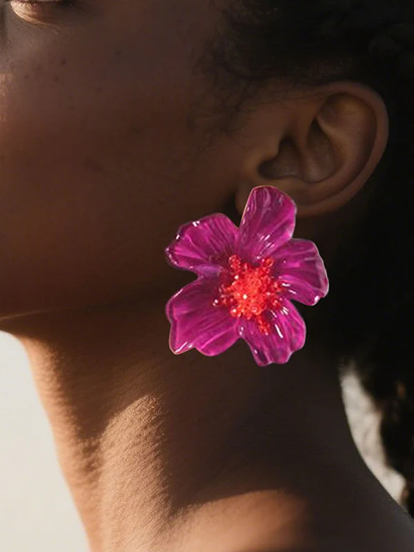 Flower Shape Slightly Sheer Earrings Accessories