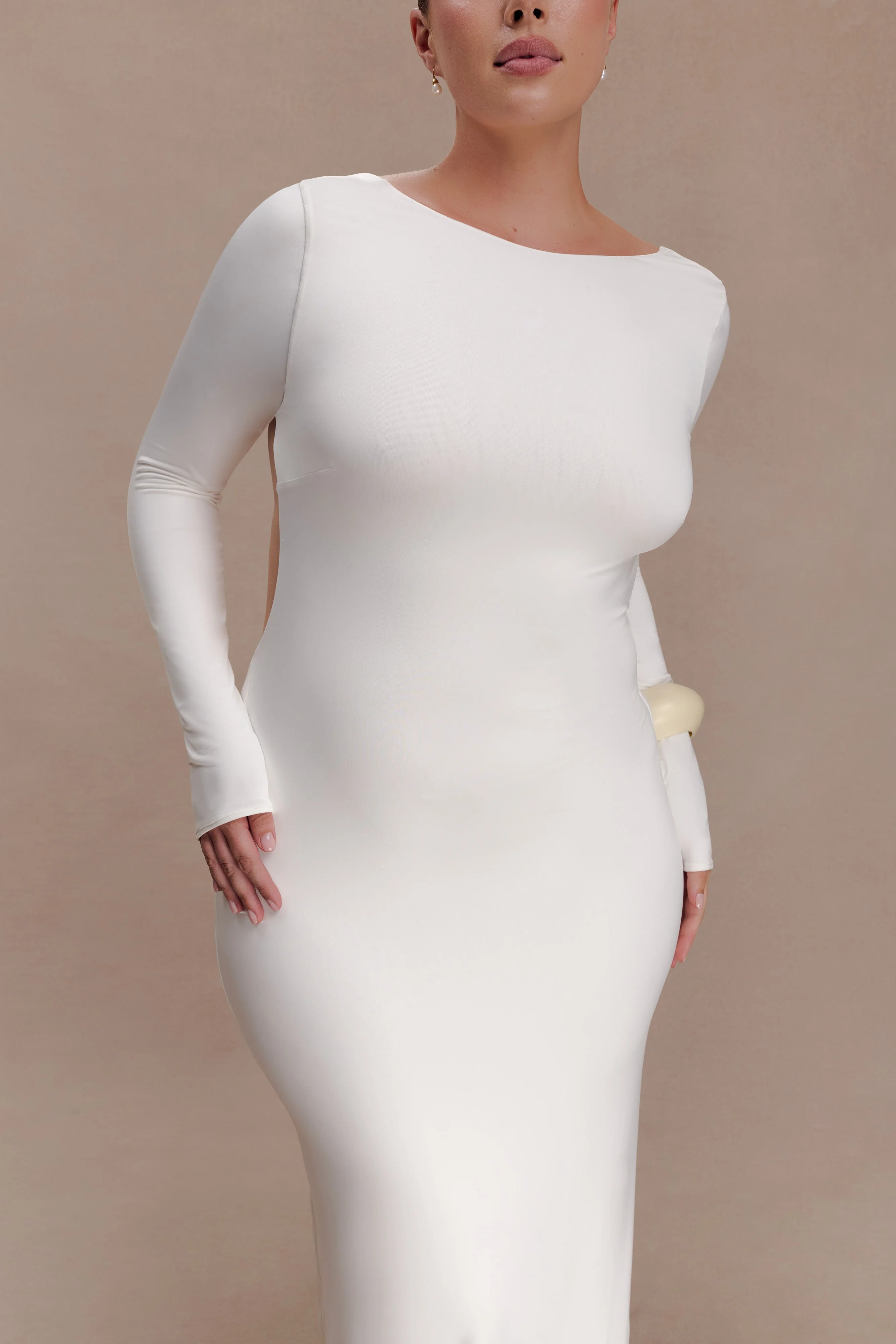 Marlene Slinky Low Back Maxi Dress - White