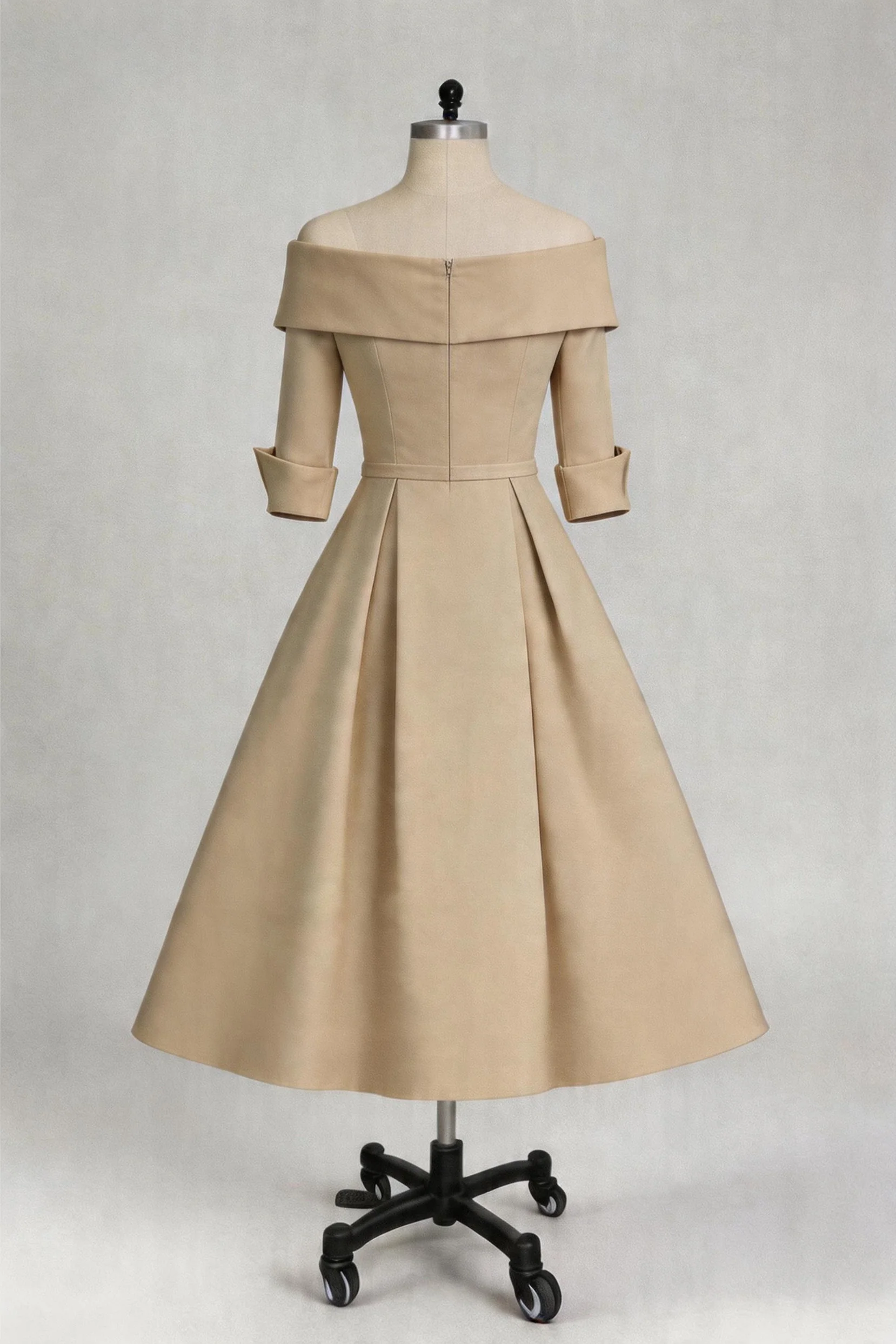 A Line Cowl Neck 3/4 Sleeves Tea Length Elegant Mother Dresses CM0348