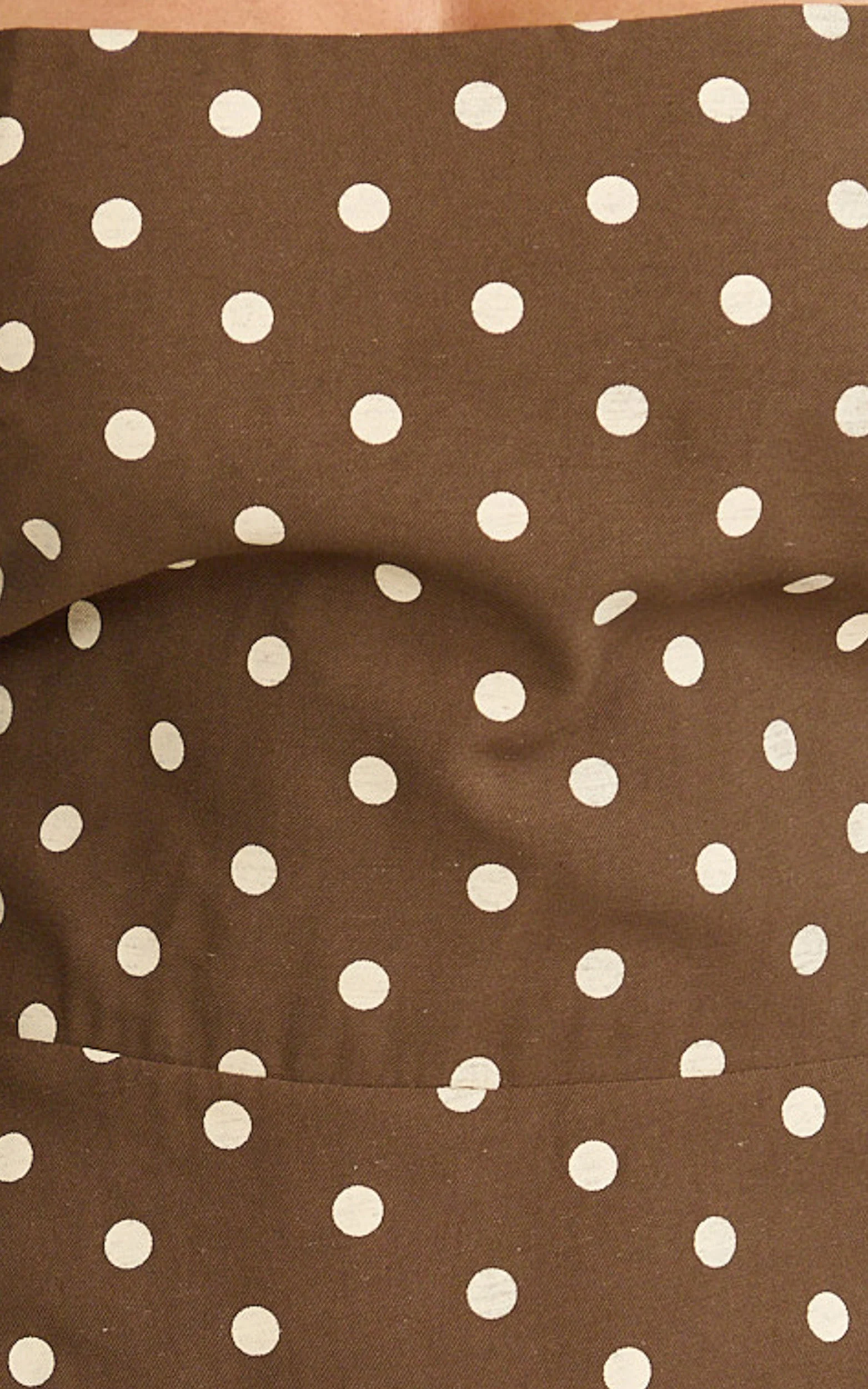 Leighton Maxi Dress - Cross Over Spaghetti Straps Square Neck A Line Dress in Choc/Cream Polka Dot