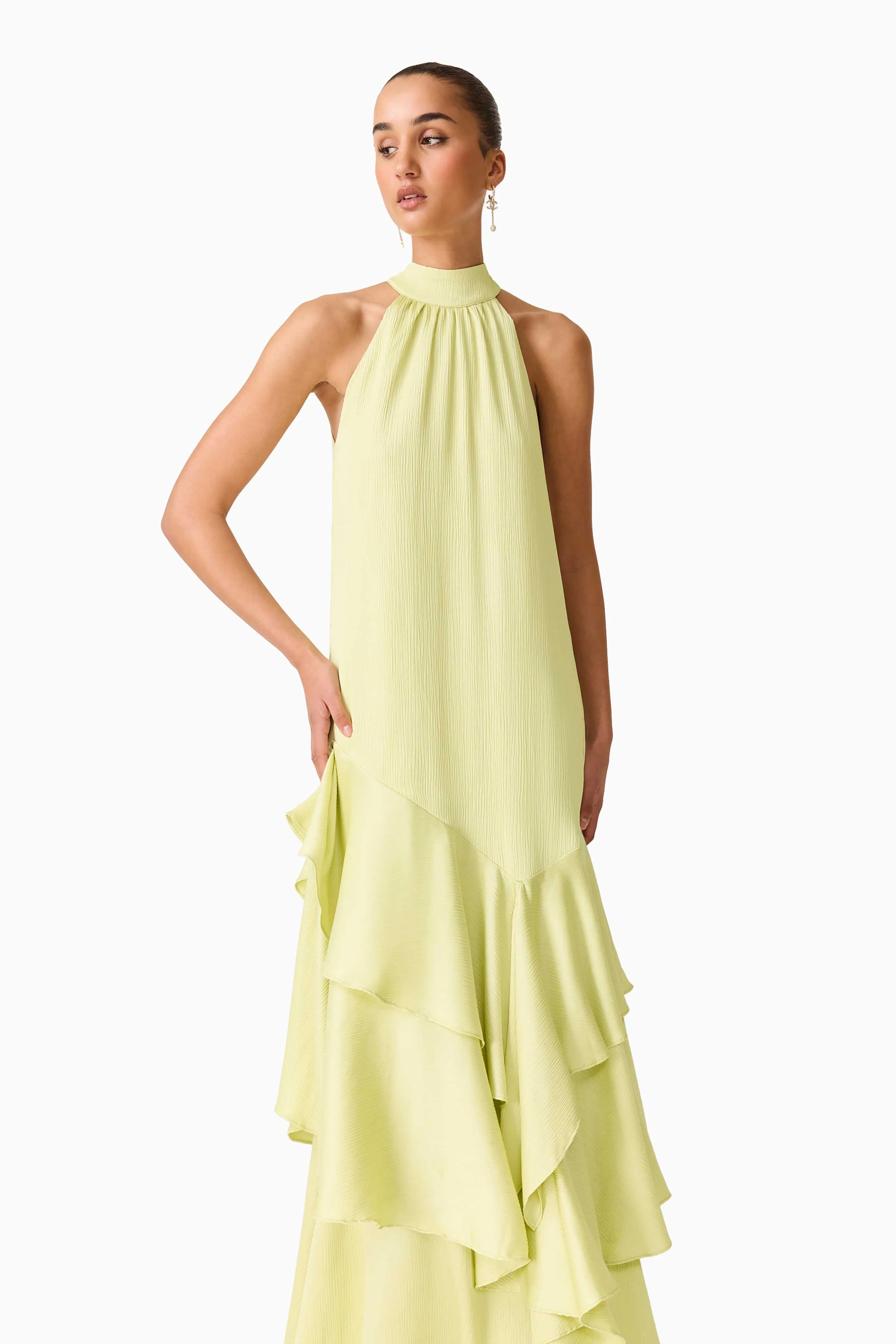 Varella Halter Gown in Pistachio Green
