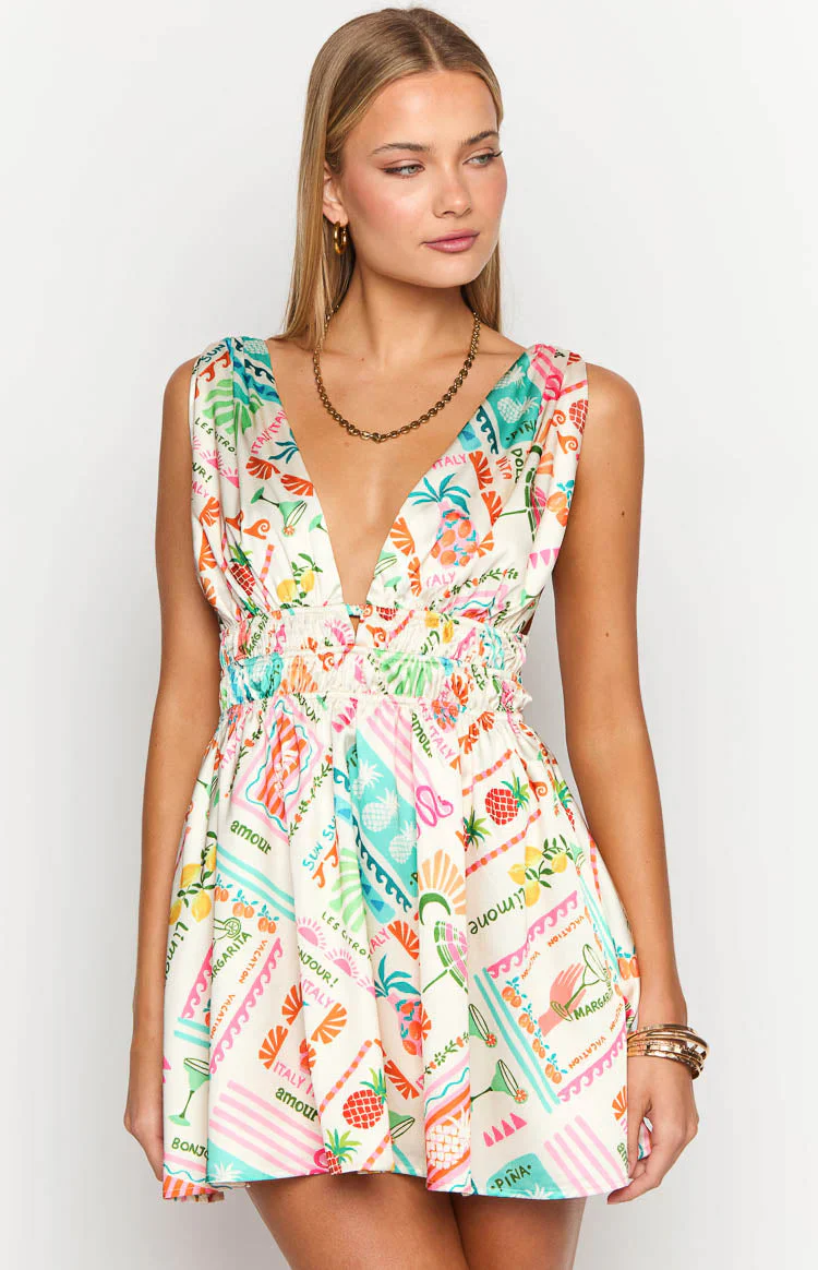 Genovia Dolce Vita Print Mini Dress