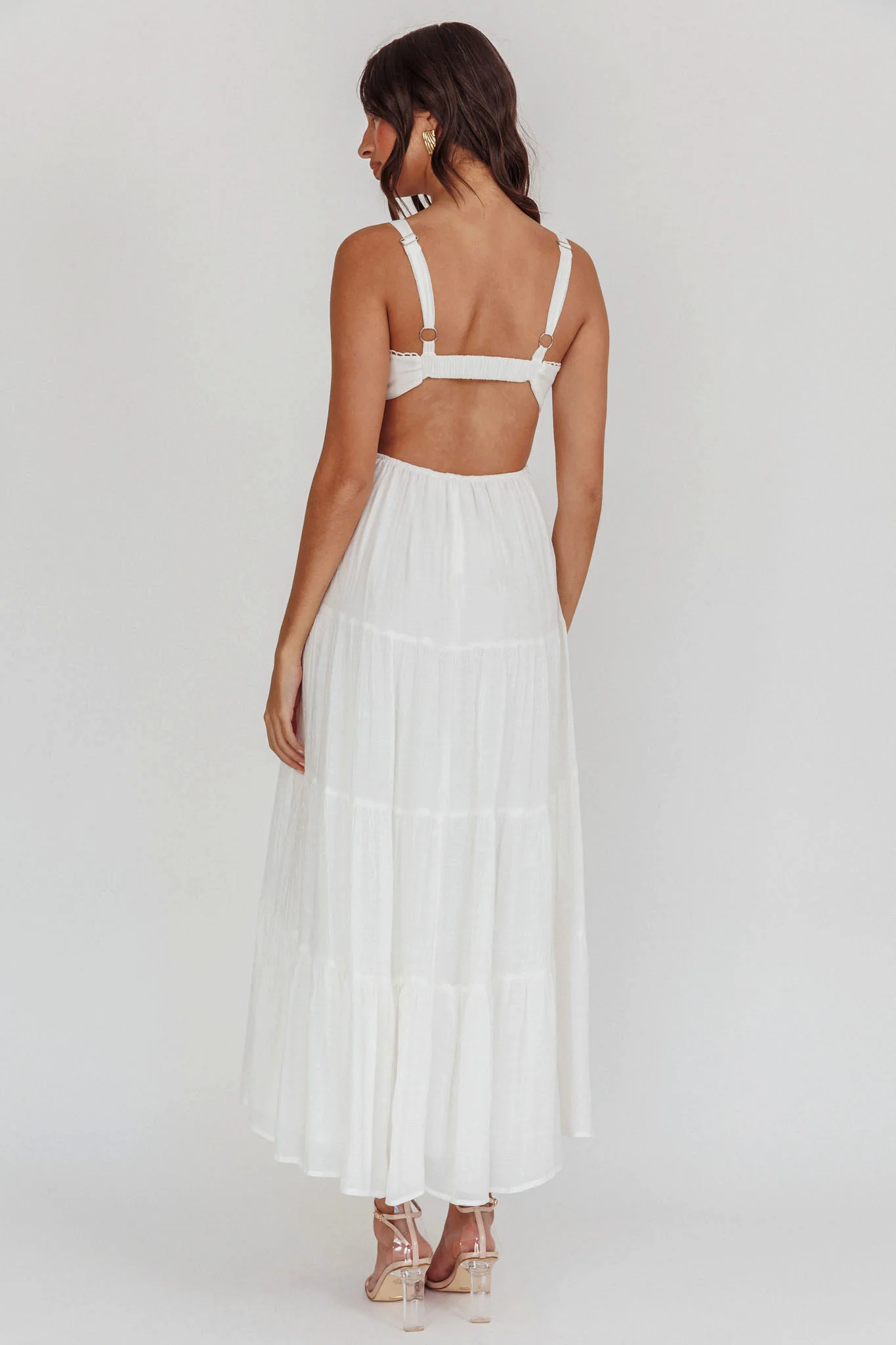 Neptune Cut Out Back A-Line Maxi Dress White - luluinthesky