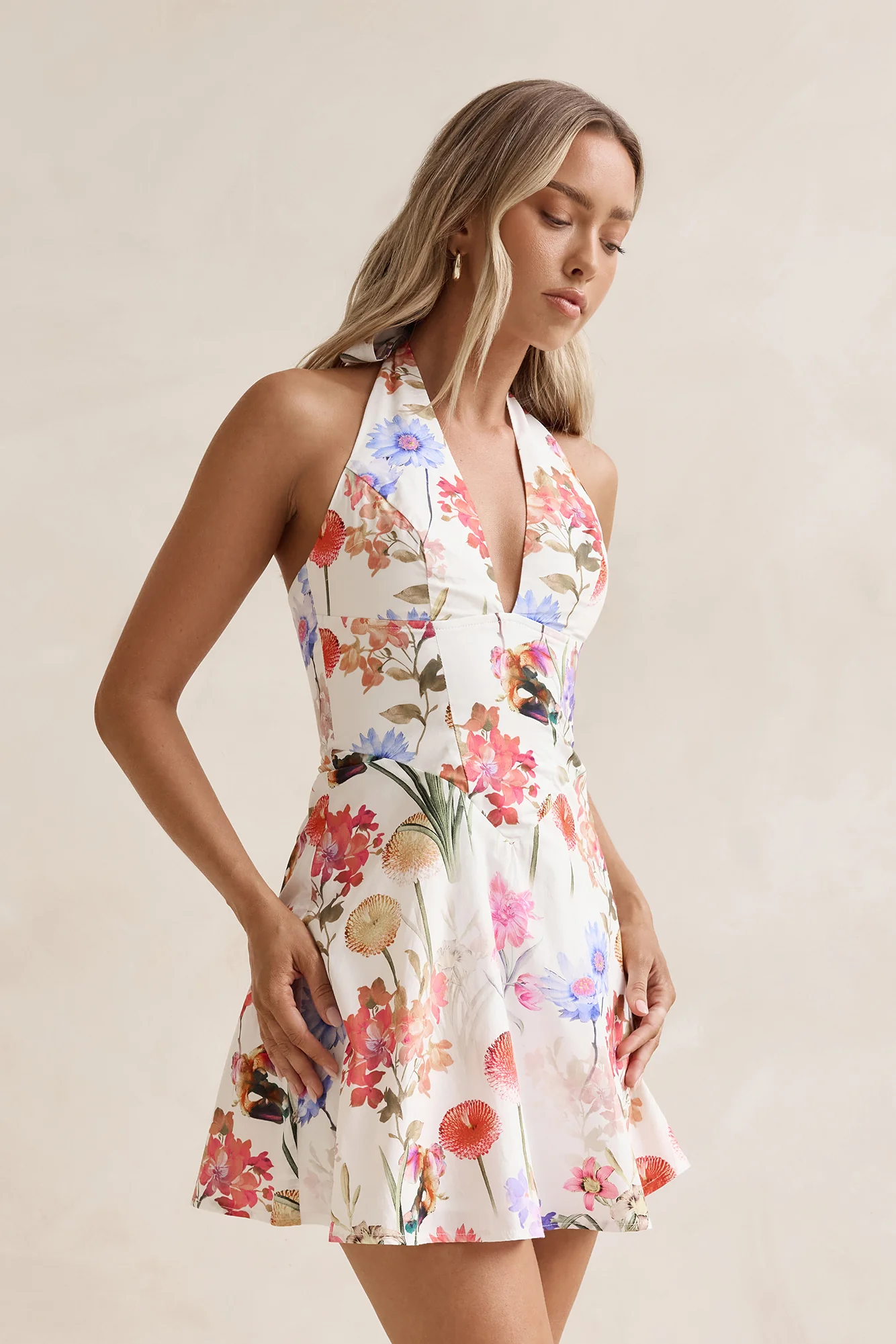 Wildflowers Halter Mini Dress Multi - luluinthesky