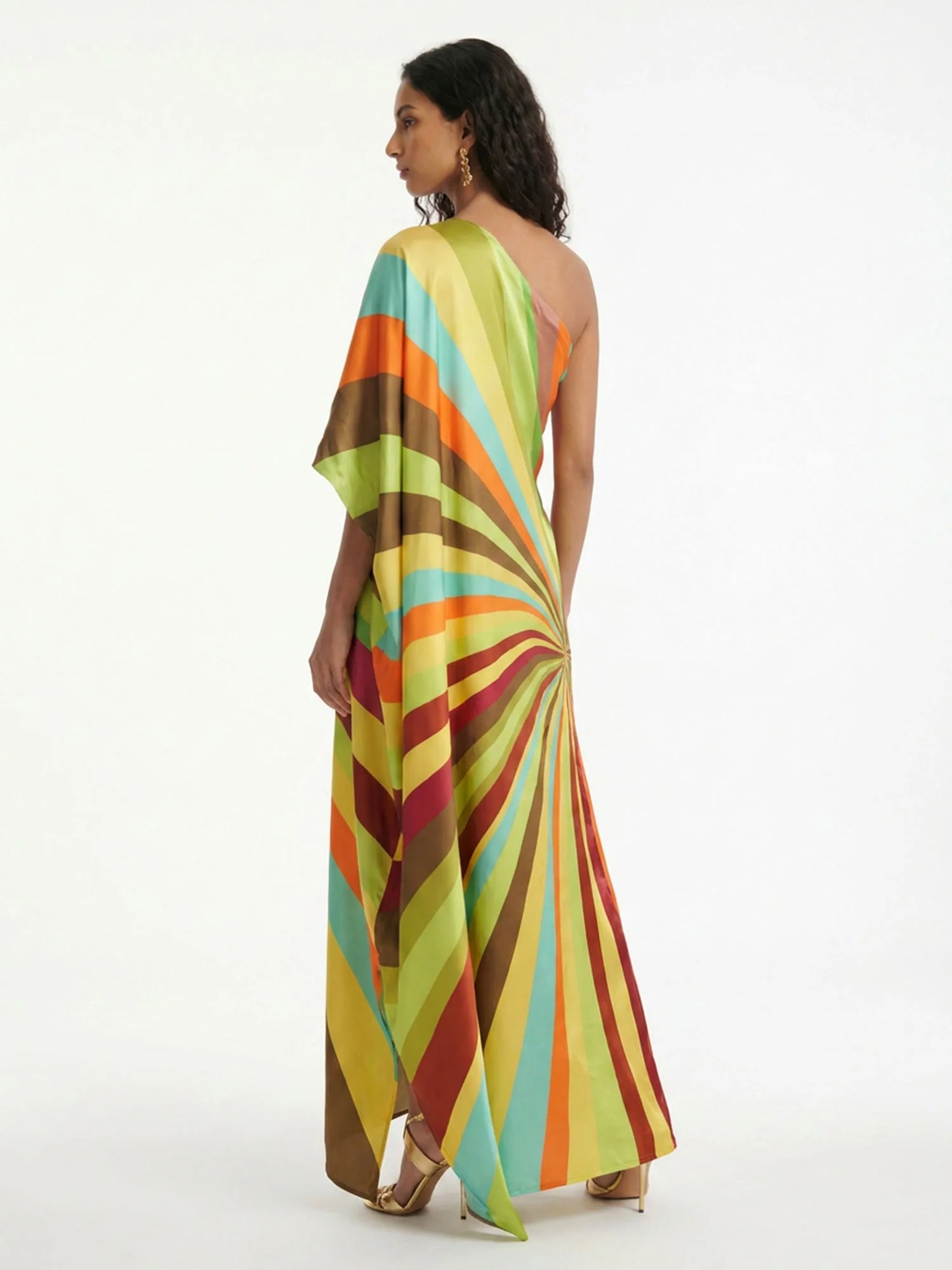 Multi Stripe One-Shoulder Maxi Dress