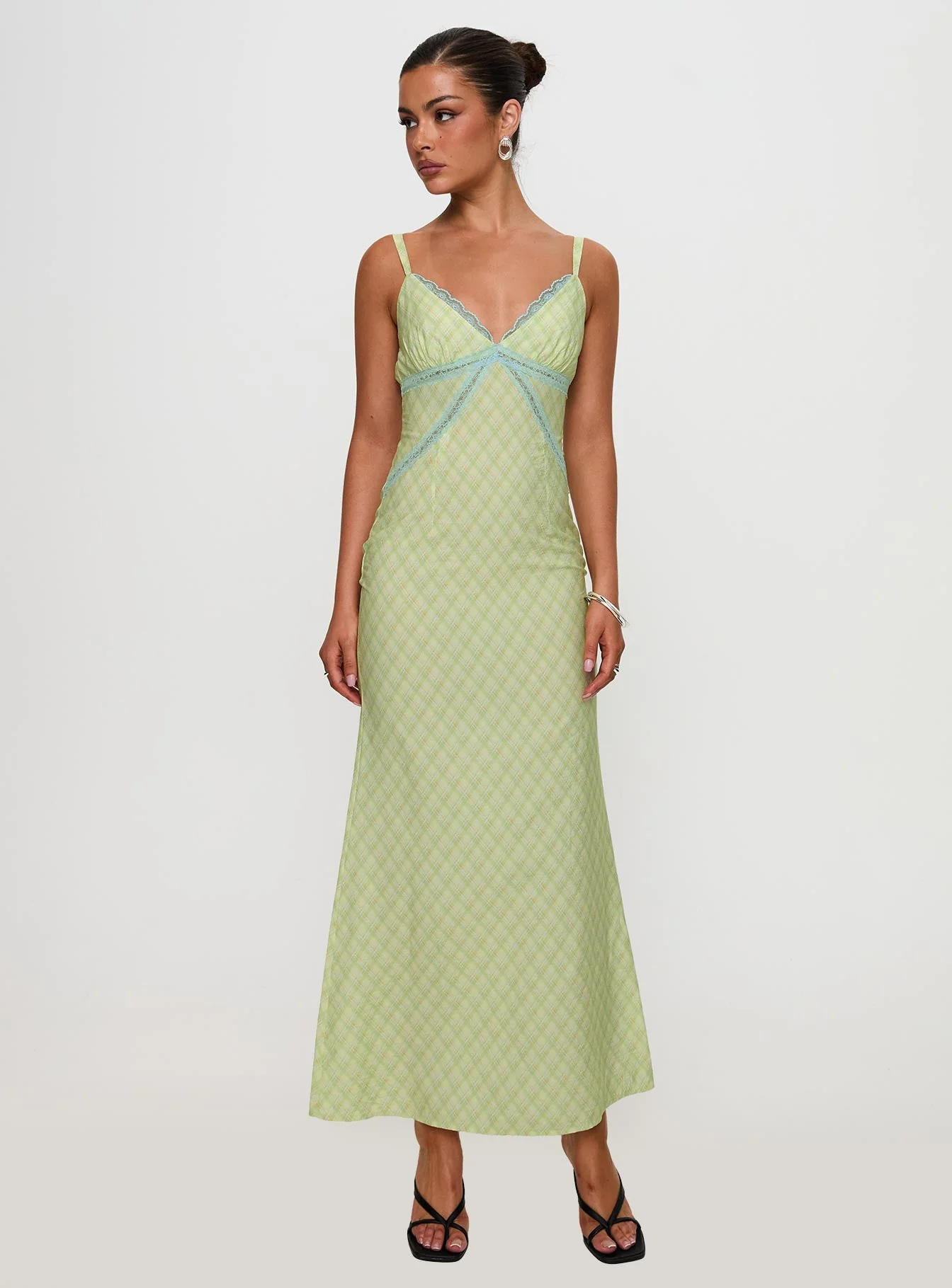Leabella Maxi Dress Green Check