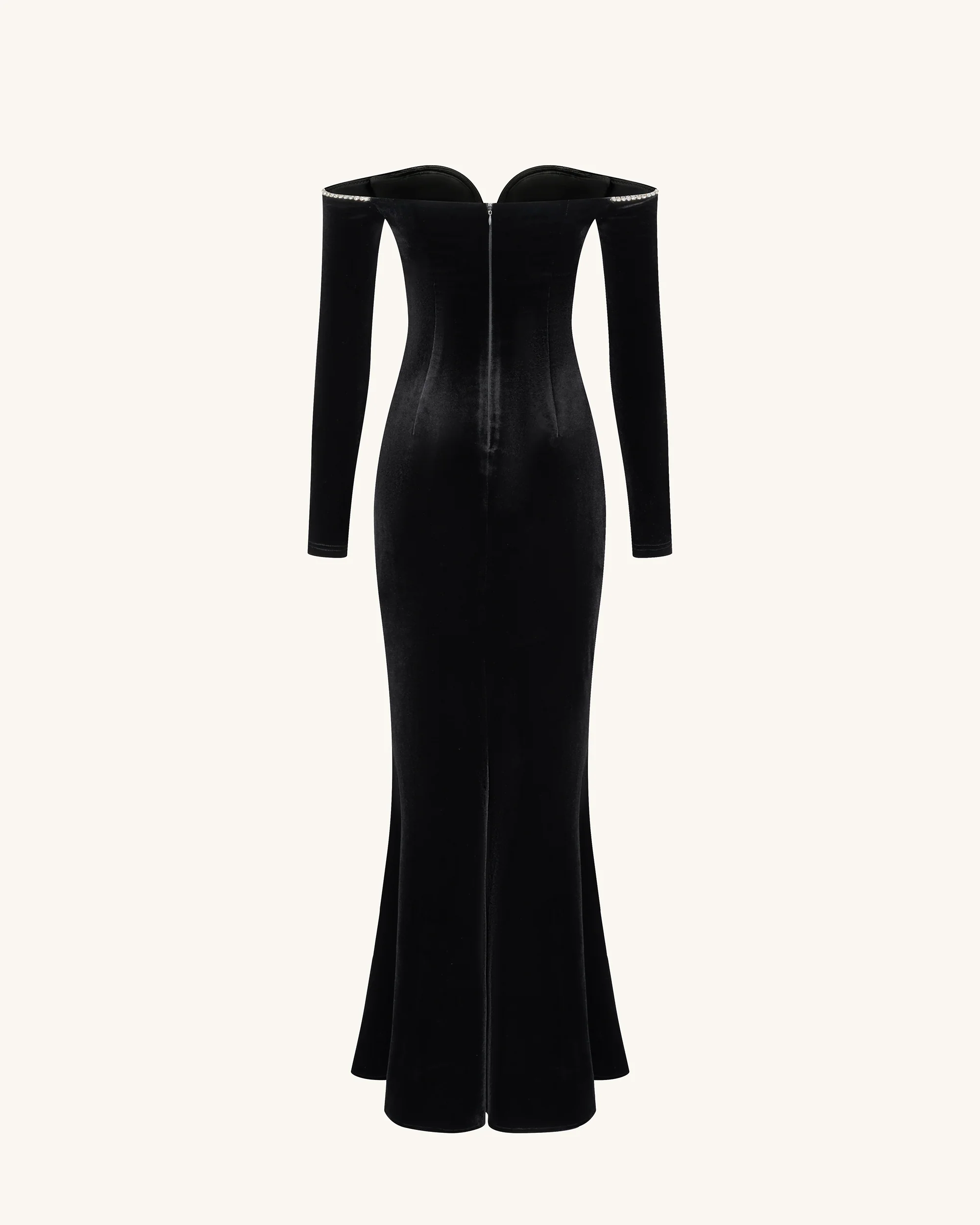 Allison Off-Shoulder Evening Gown - Black - FASHION NOB