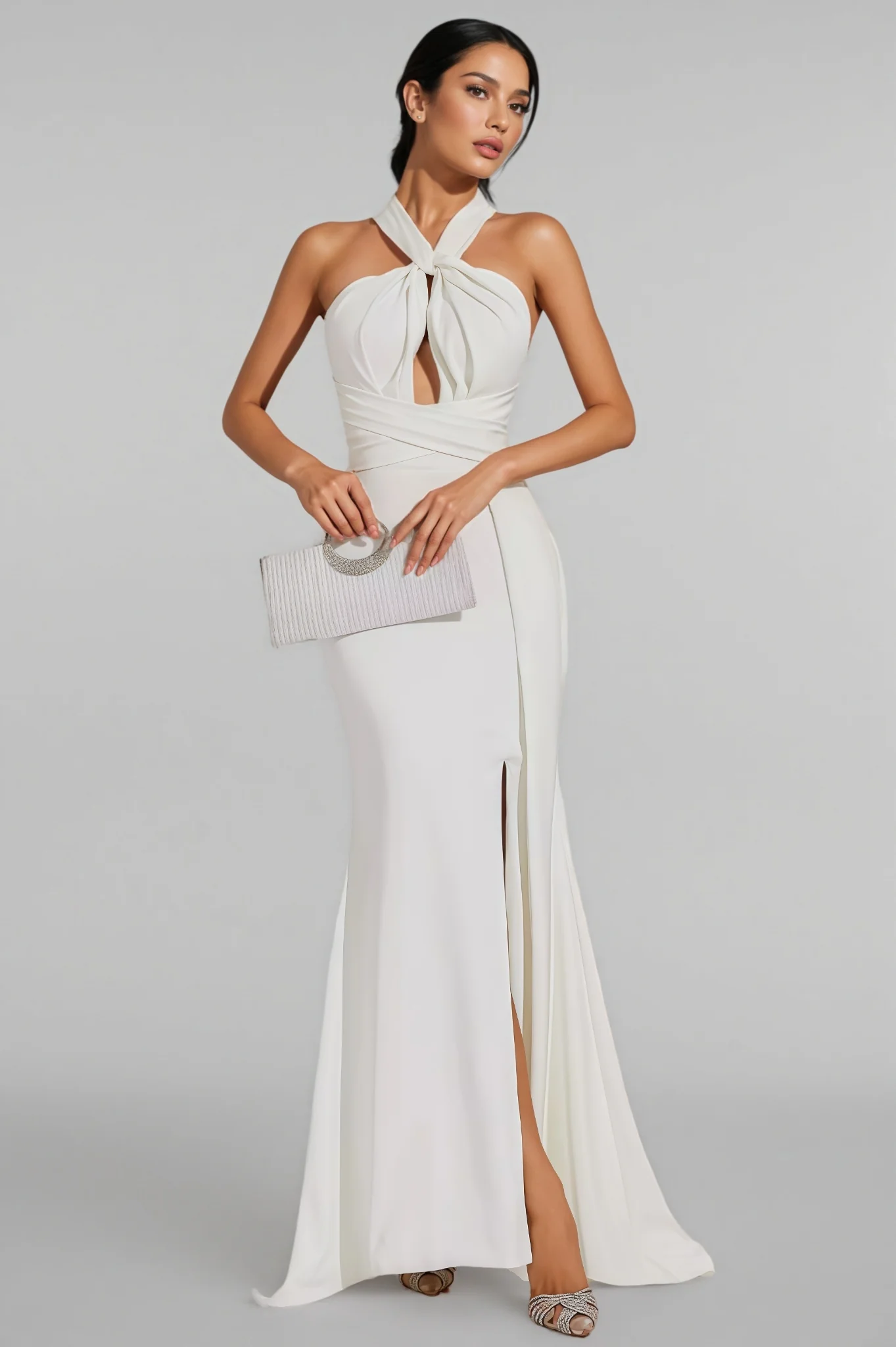 Griffin Hanging Neck Backless Maxi Dress