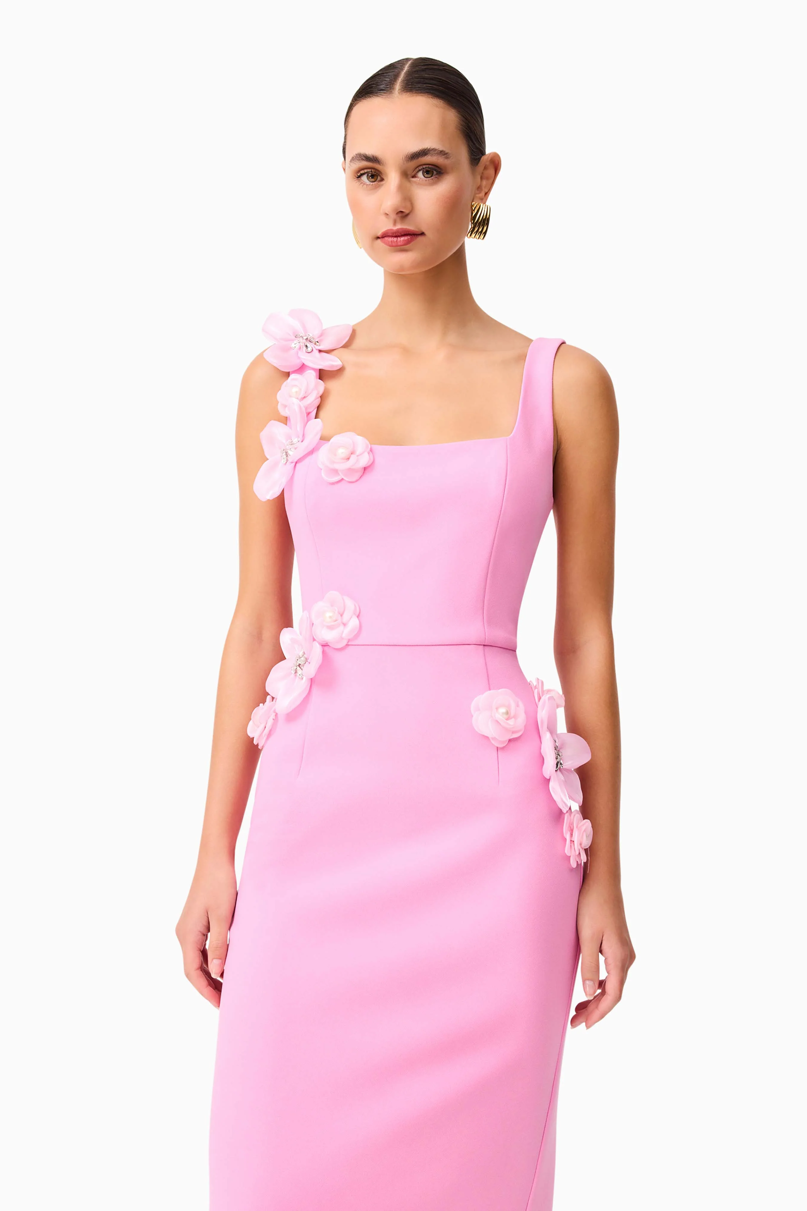 Chantelle 3D Midi Dress in Pink