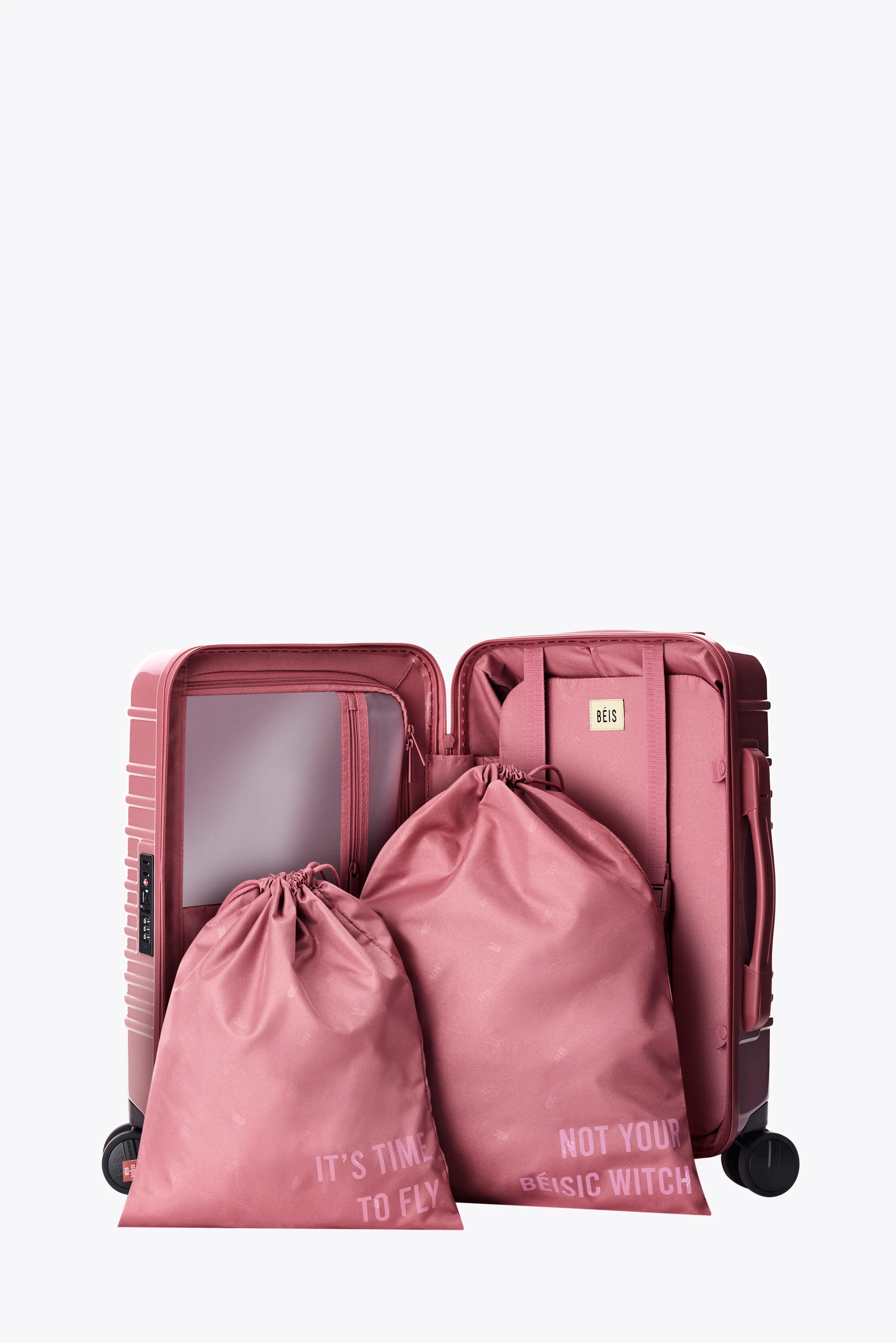 BEIS 'The Small Carry-On Roller in Wicked Pink