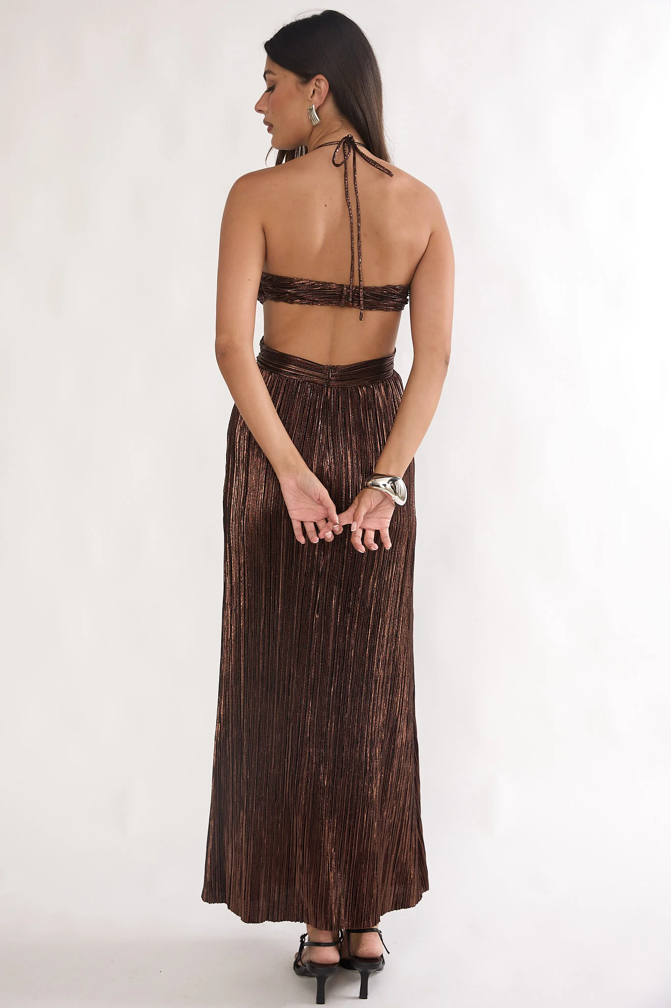 Isle Cut-Out Halterneck Maxi Dress Gold