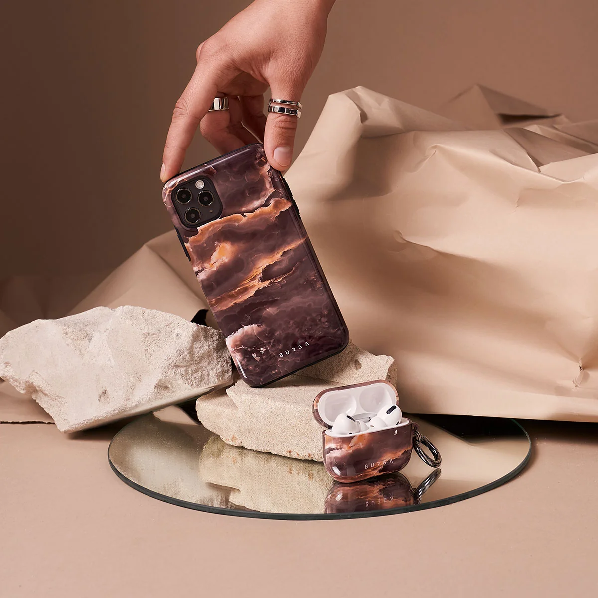 Fire Wood - Brown Marble iPhone 11 Pro Max ケース