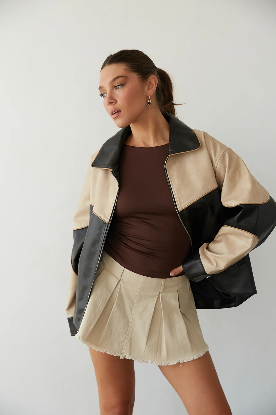 Roxy Faux Leather Bomber Jacket - luluinthesky