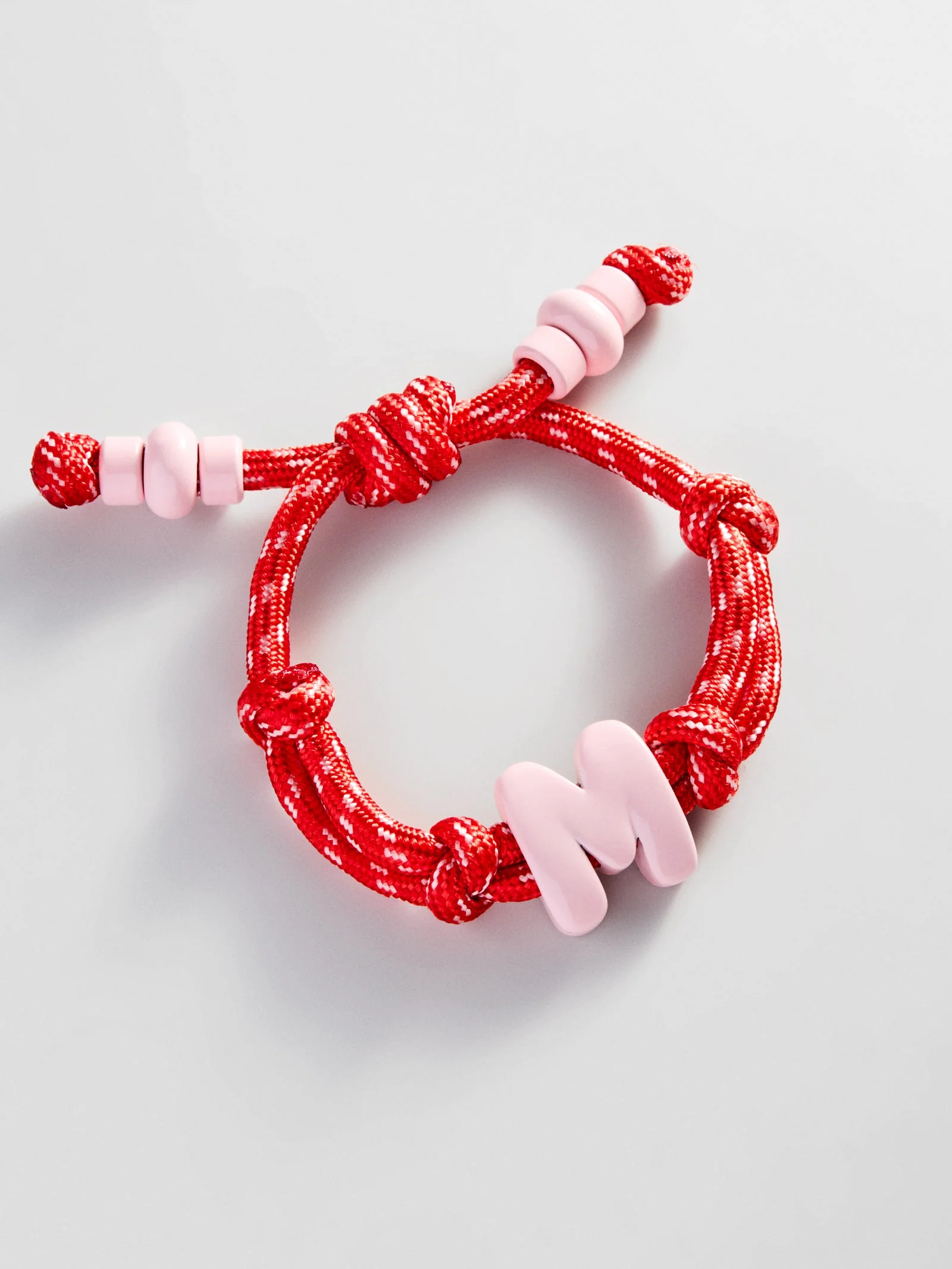 Knotty Enamel Initial Custom Bracelet - Red/Pink Single Letter