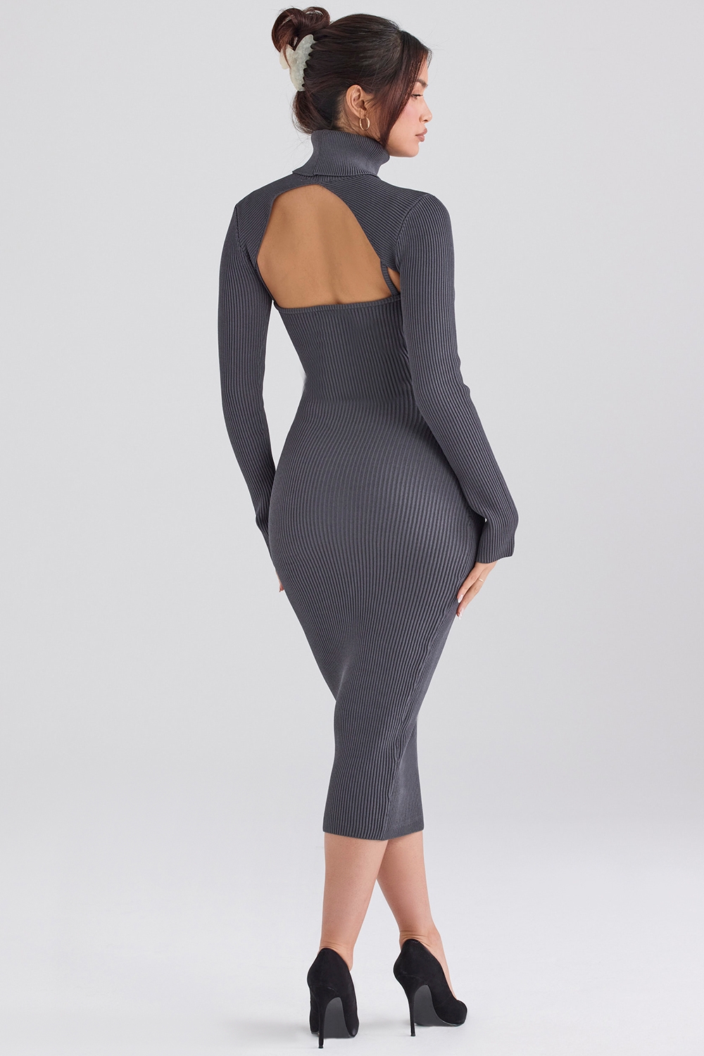Charcoal Knit Midi Dress