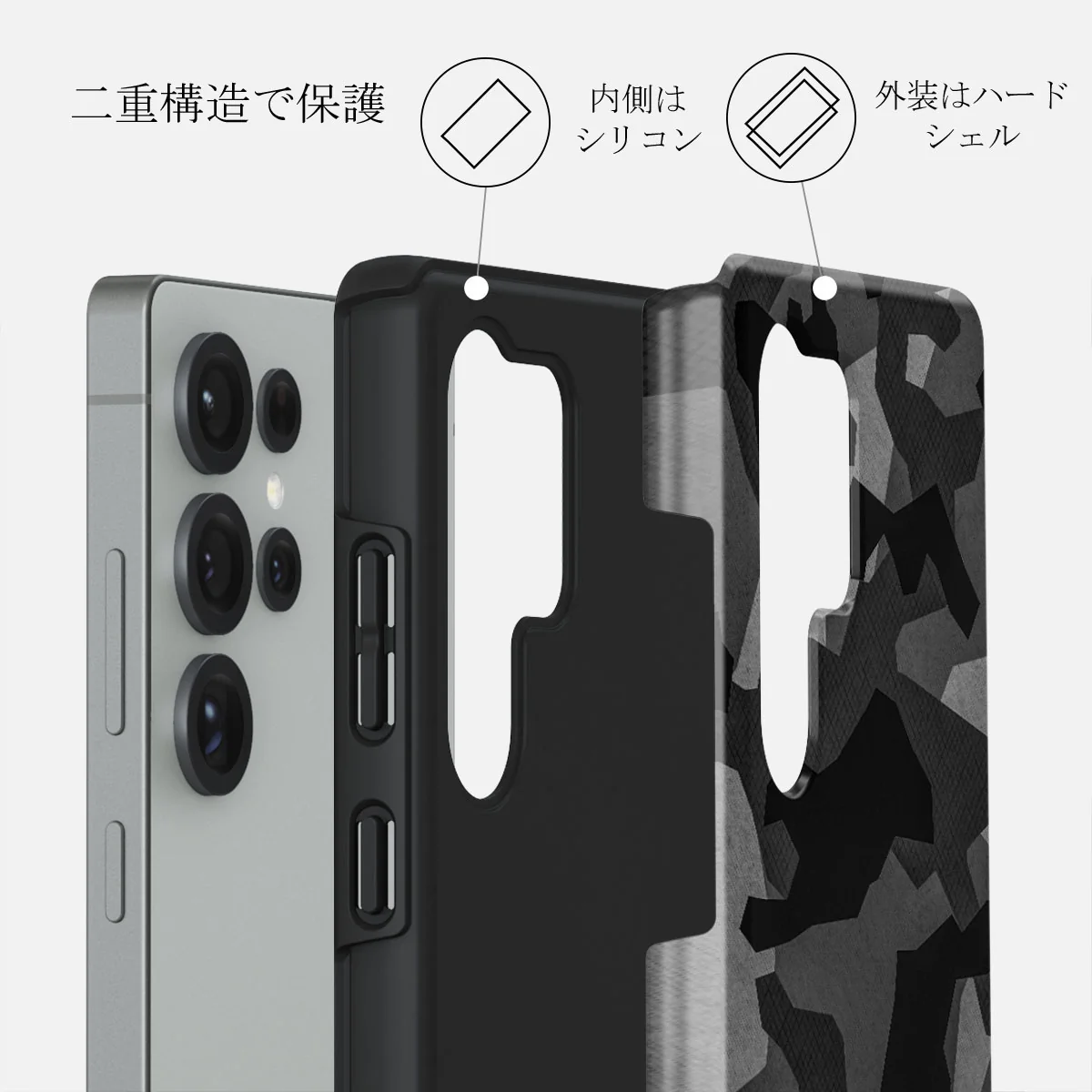 Night Black Camouflage - Samsung Galaxy S25 Ultra ケース