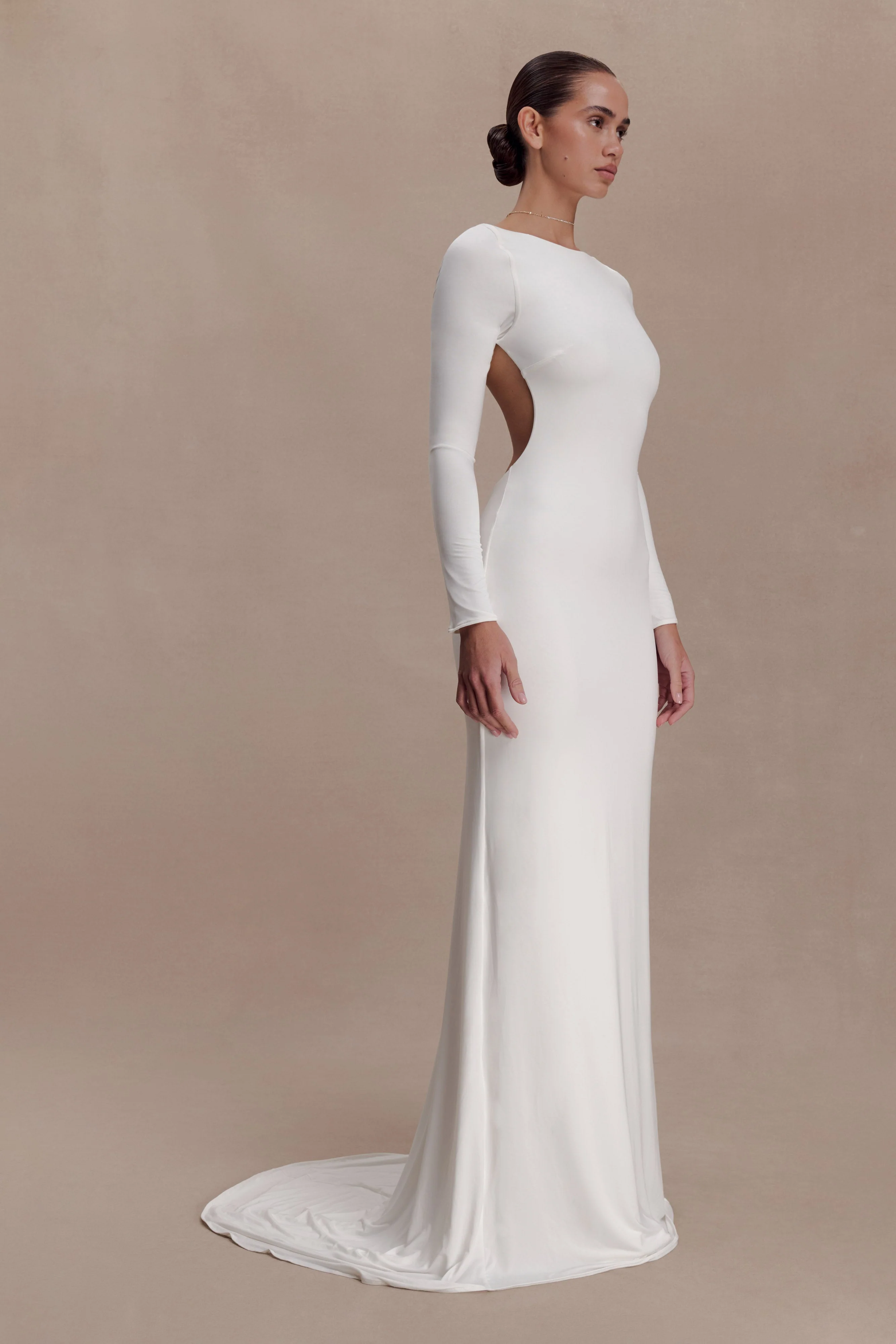 Marlene Slinky Low Back Maxi Dress - White