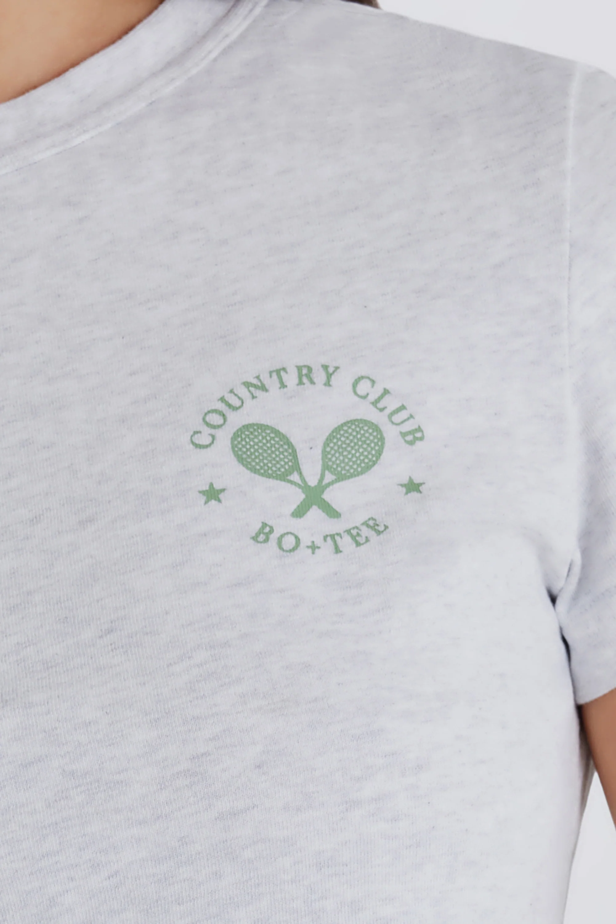 Cropped Graphic T-Shirt in Grey Marl