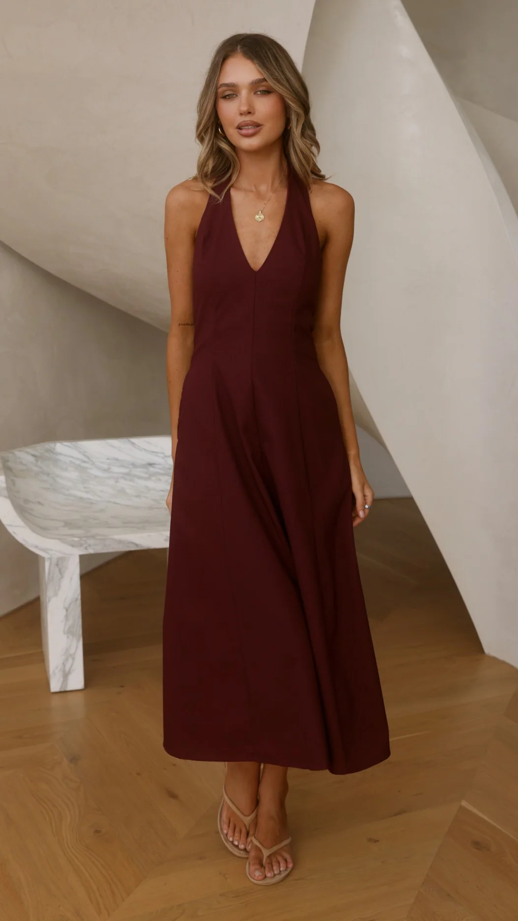 Chandler Midi Dress - Wine