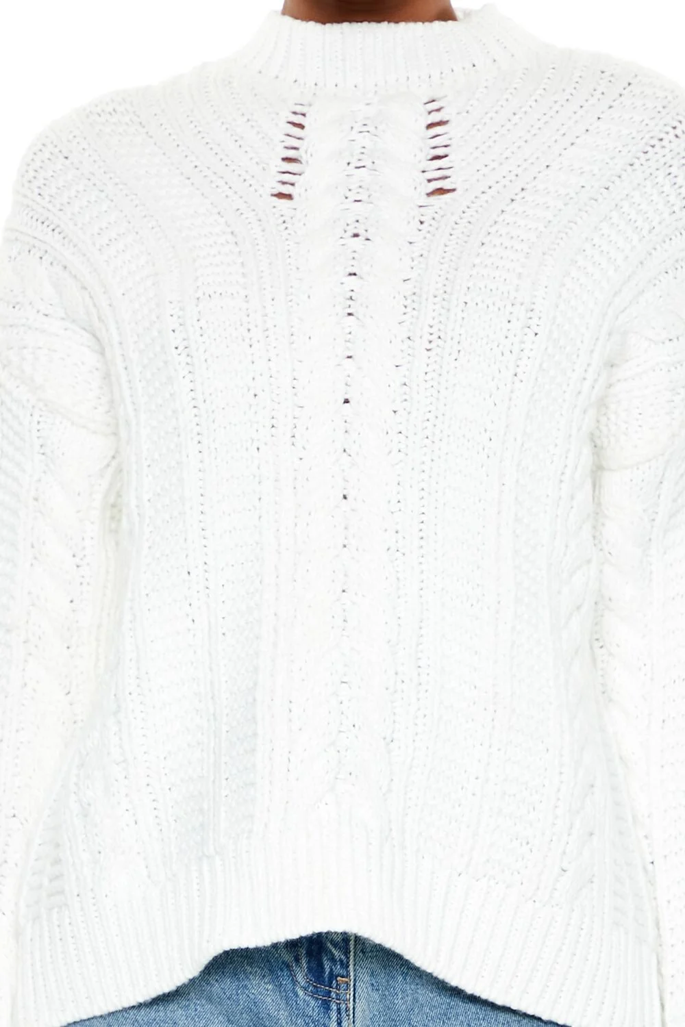 Lace-Back Cable Knit Sweater