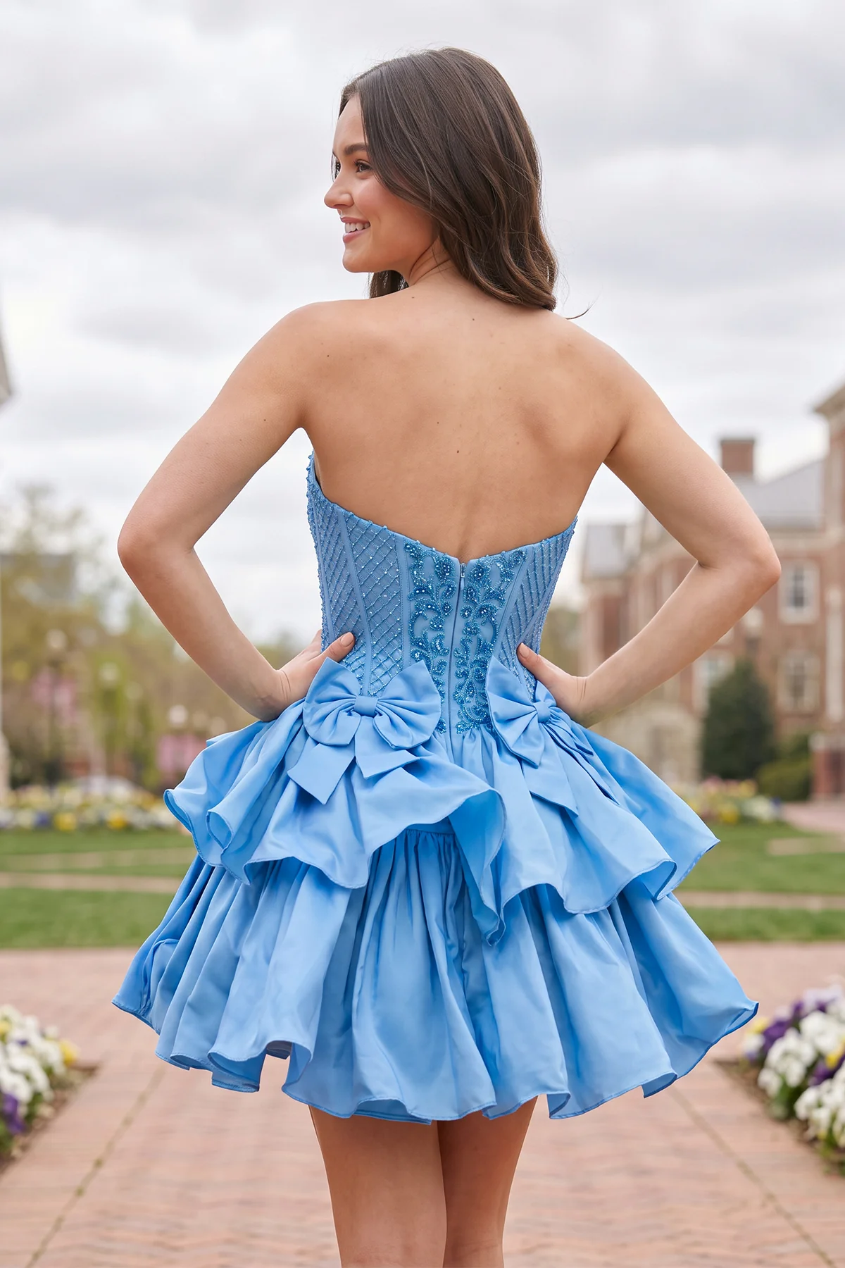 Lime Green - Strapless Sequins A-Line Homecoming Dress With Bow