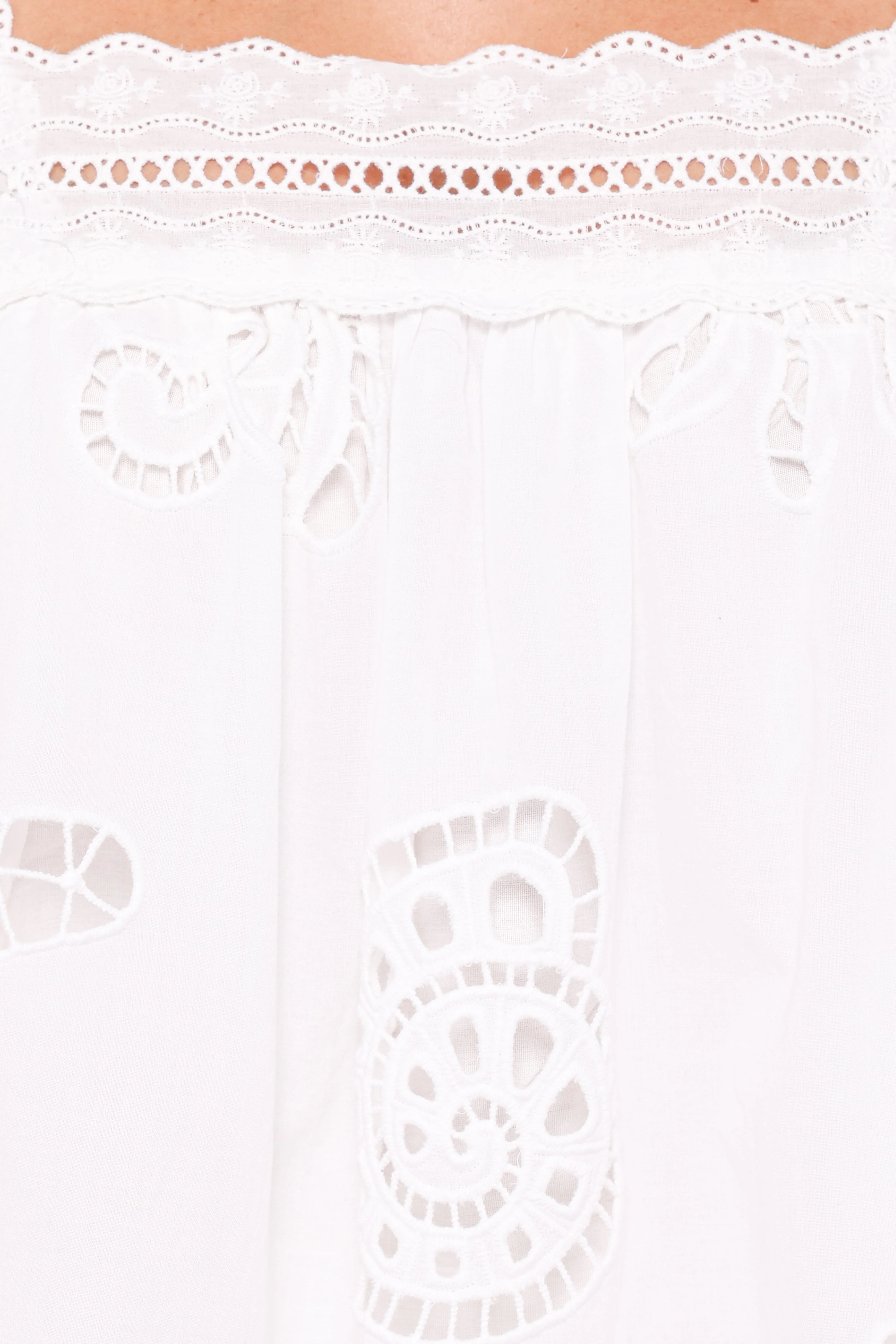 Aideen Eyelet Top - White Shell