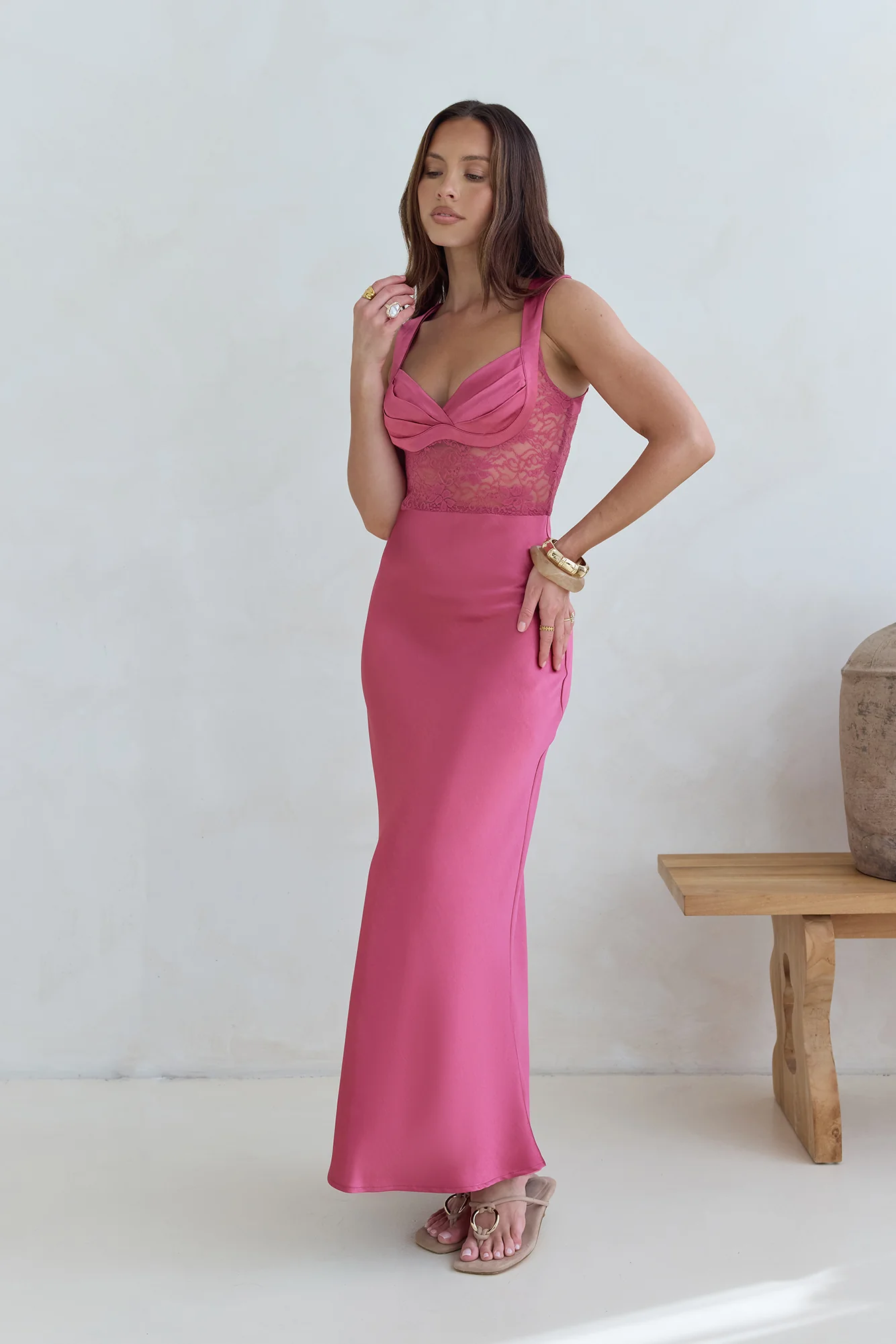 Milos Nights Midi Dress Rose - luluinthesky