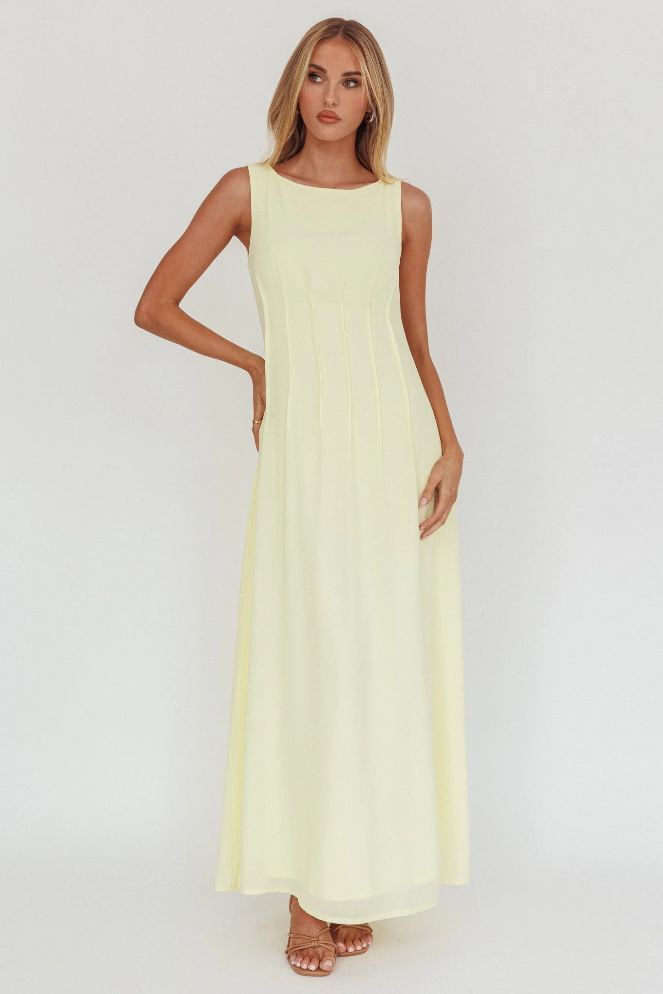 Karine Pintuck Pleat Maxi Dress Butter