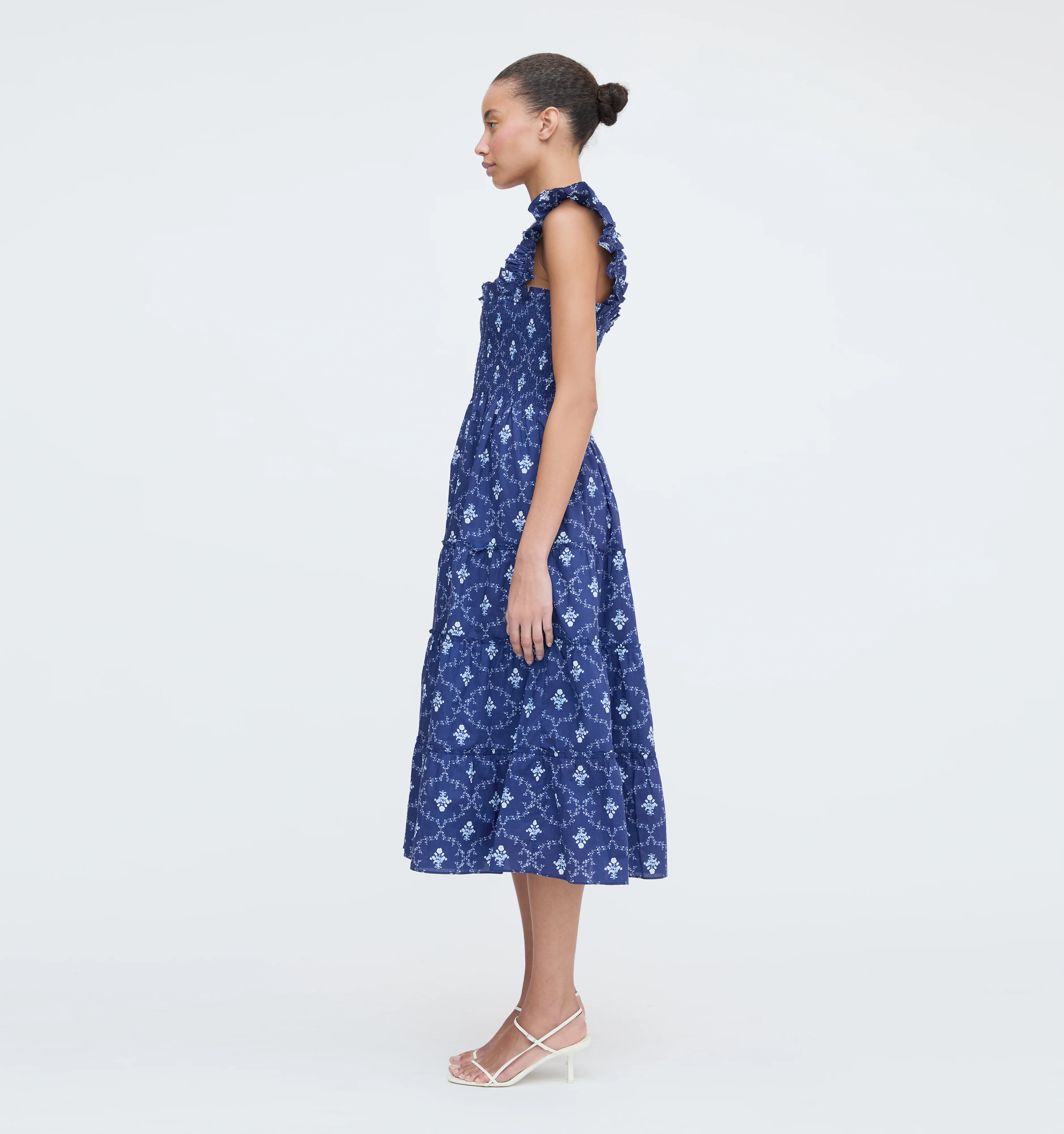 The Ellie Nap Dress - Navy Trellis