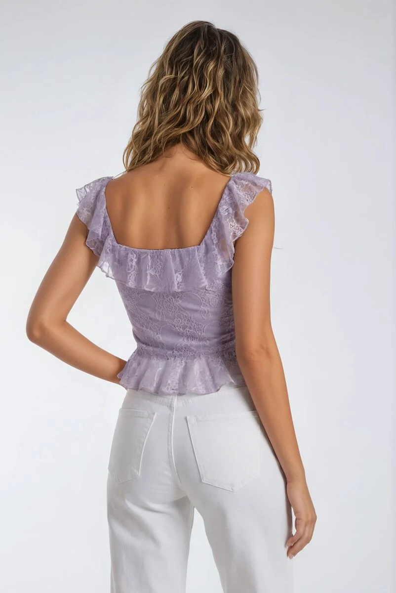 Ruffle Lace Cropped Top