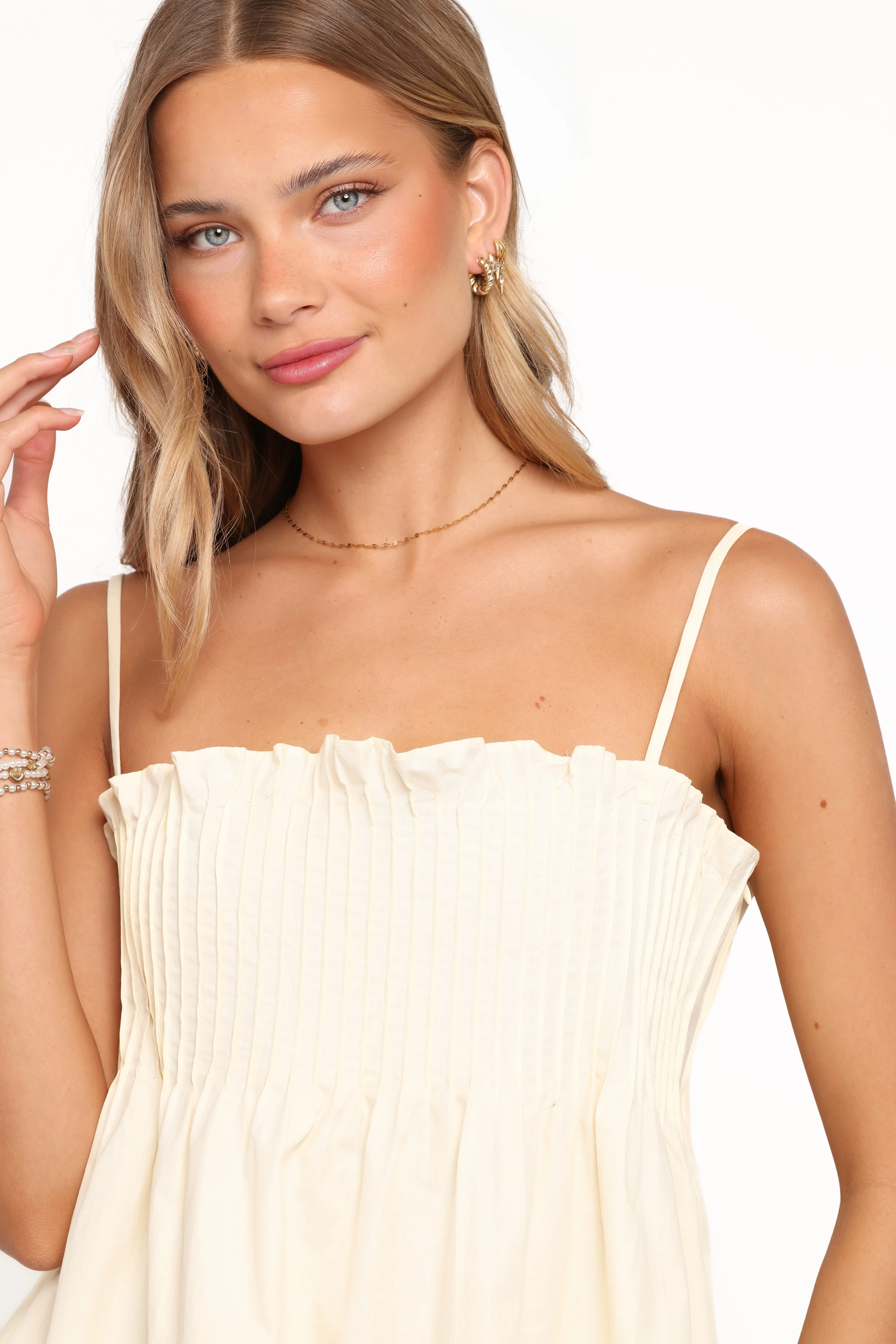 Carson Pleated Top - Butter Yellow